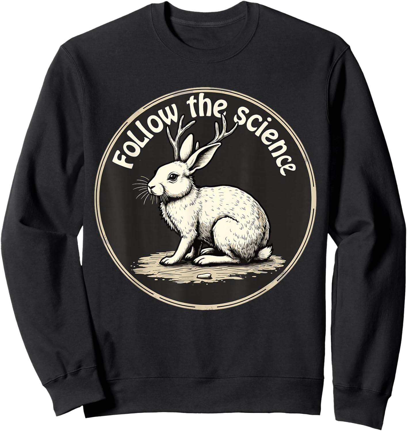 Jackalope Cryptid Mythical Rabbit Sweatshirt - Sweatshirt | Black
