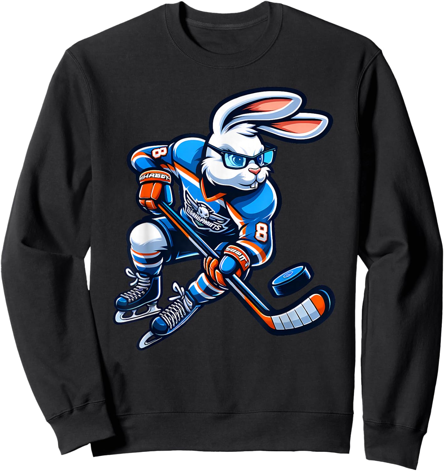 Happy Easter Bunny Hockey Rabbit Men Women Kid Sweatshirt - Sweatshirt | Black