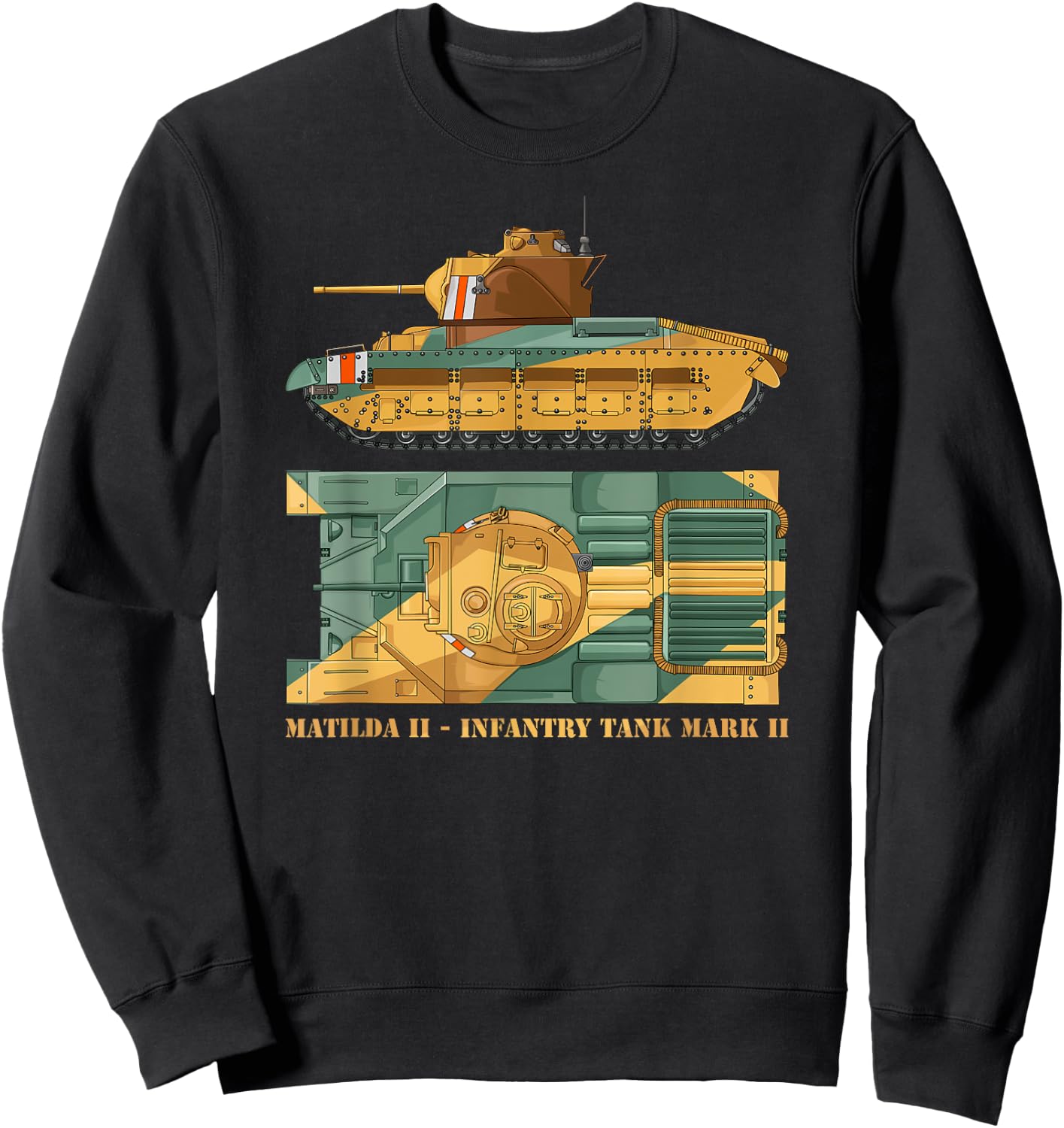 Matilda II Infantry Tank Mark II WW2 British Tanks Sweatshirt - Sweatshirt | Black