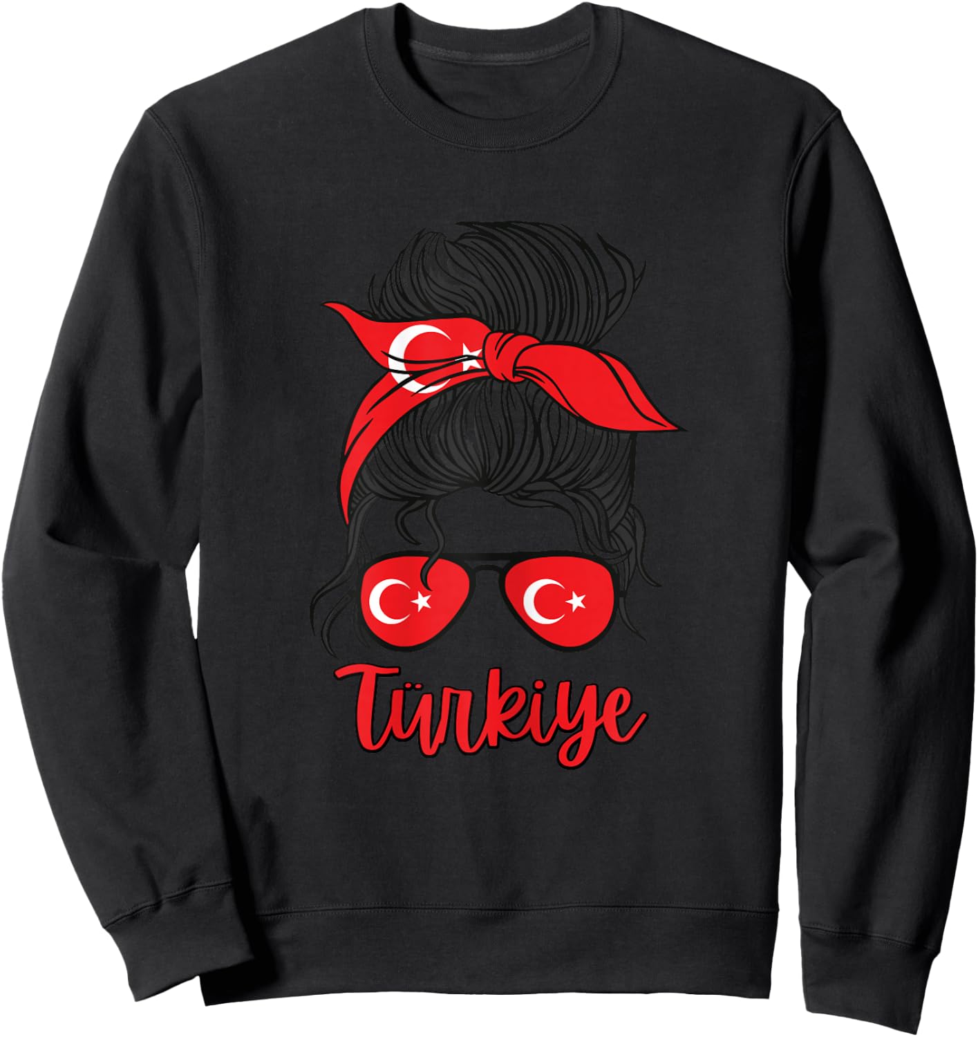 Turkiye Girl Turkey girls Turk kizi women Turkish flag Sweatshirt - Sweatshirt | Black