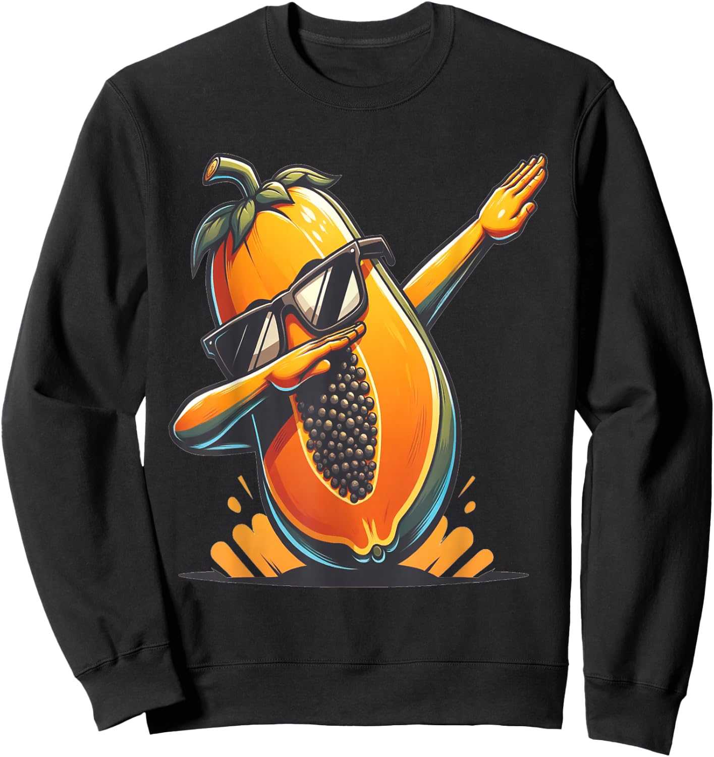 Dab Papaya Tanzende Dabbing Papaya Frucht mit Sonnenbrille Sweatshirt - Sweatshirt | Black