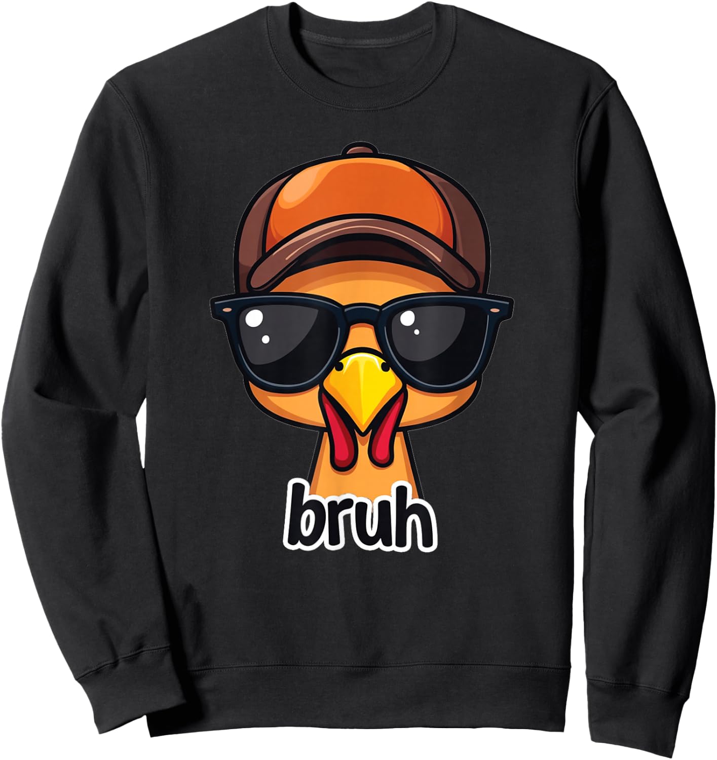 turkey face thanksgiving Bruh Boys Toddler youth man turkey Sweatshirt - Sweatshirt | Black