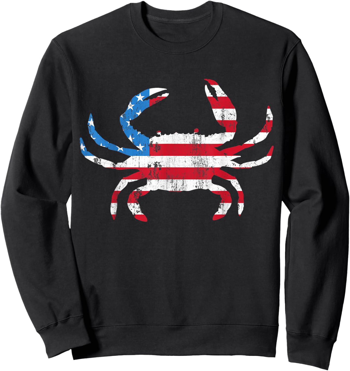 Crab Vintage American Flag Sweatshirt - Sweatshirt | Black