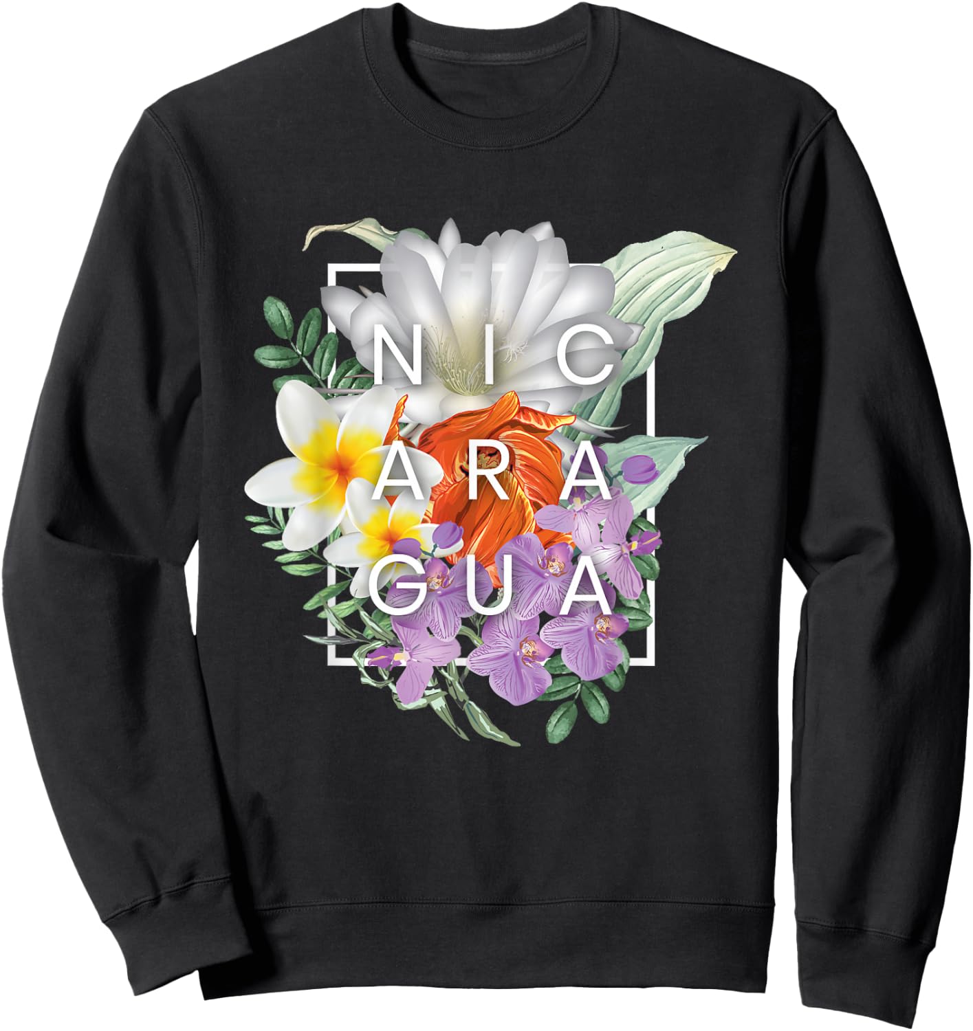 Flowers of Word Art Nicaragua - Nicaraguan Pride Sweatshirt - Sweatshirt | Black