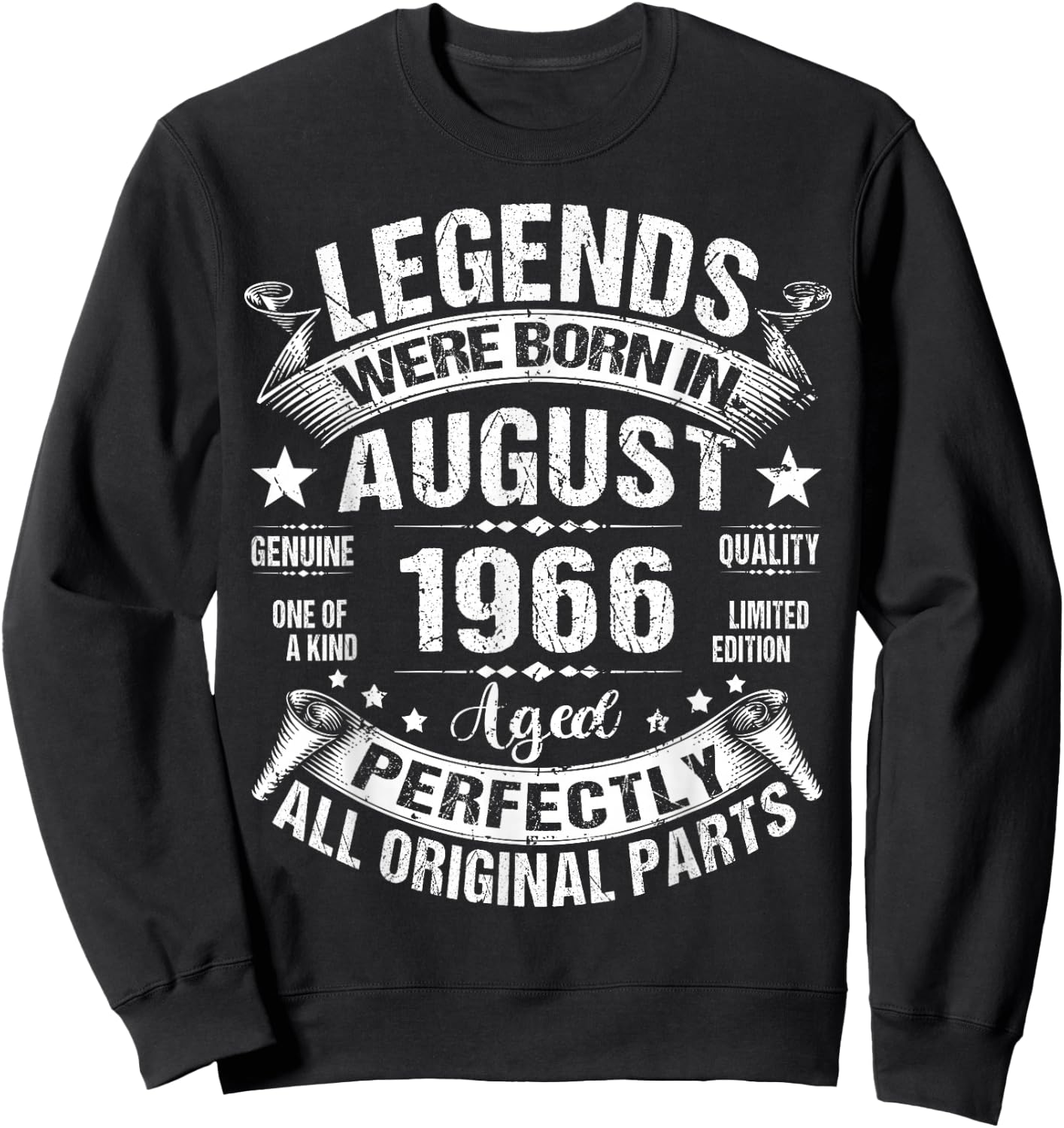 Legends were Born in August 1966 60th Birthday 60 Years Old Sweatshirt - Sweatshirt | Black