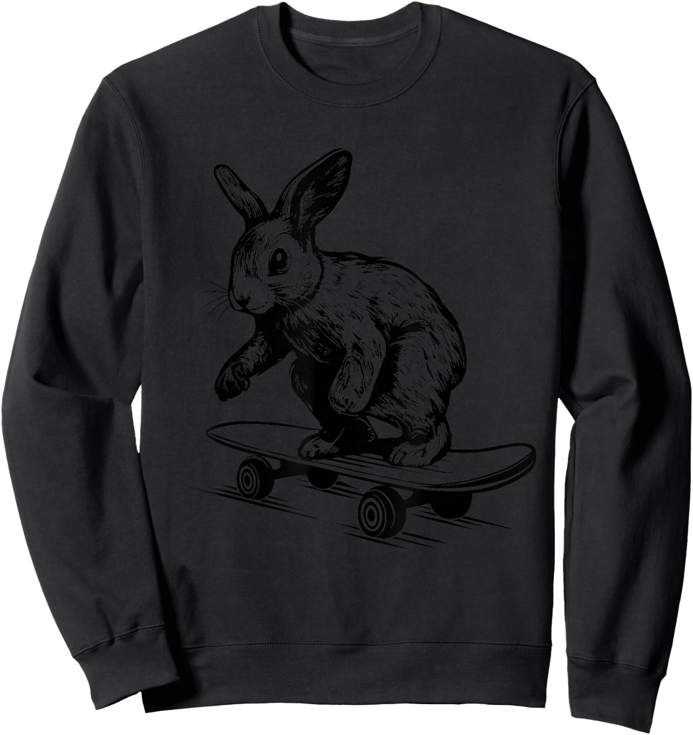Rabbit Lover Bunny on Skateboard Easter Rabbit Sweatshirt - Sweatshirt | Black