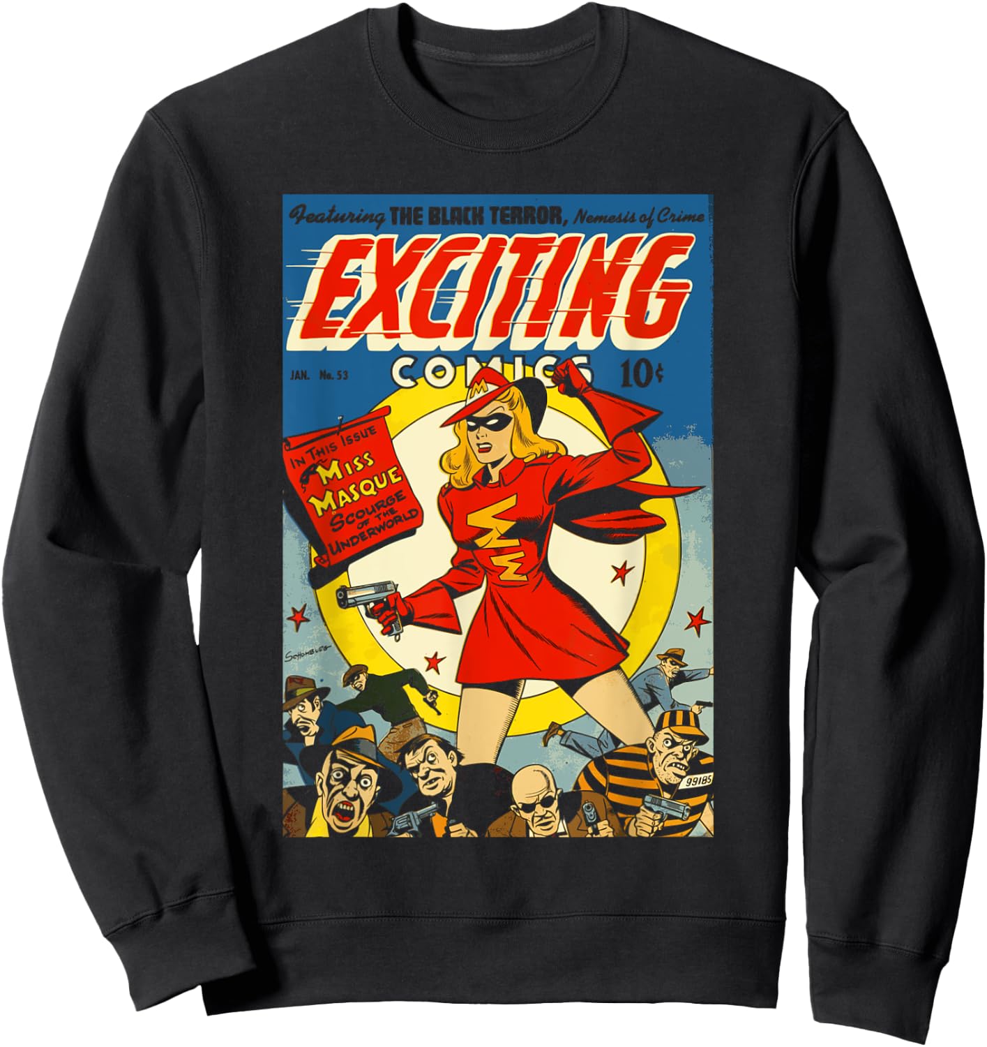 Vintage Comic Book Cover : 1940s Exciting Comics #53 Sweatshirt - Sweatshirt | Black