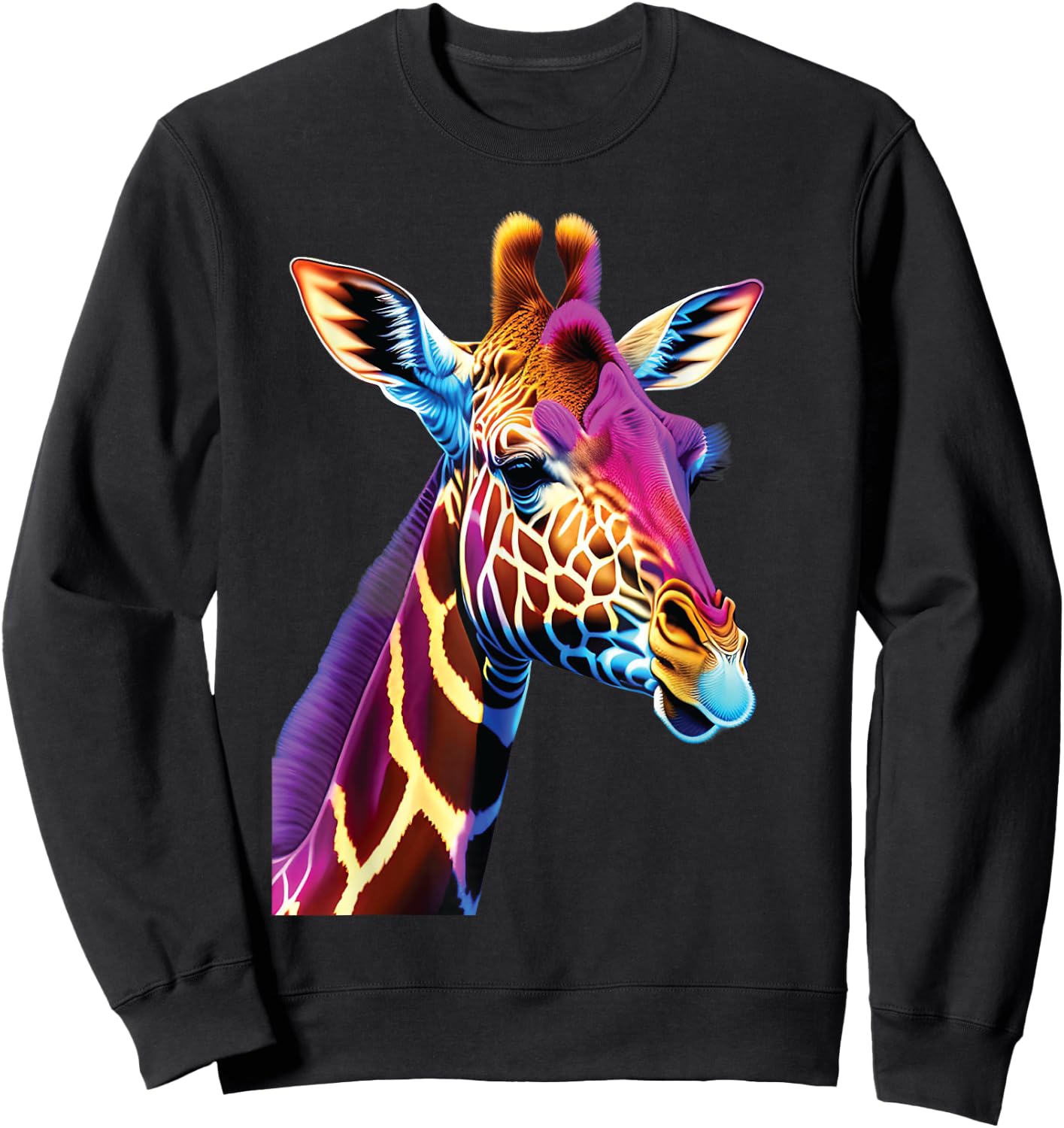 cute colorful Giraffe head art face for lover safari African Sweatshirt - Sweatshirt | Black