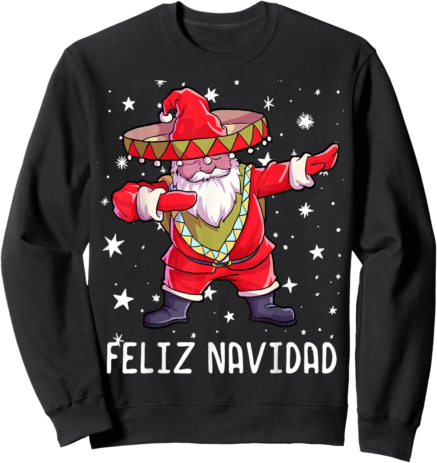 Christmas Sombrero Poncho Mexican Dabbing Santa Sweatshirt - Sweatshirt | Black