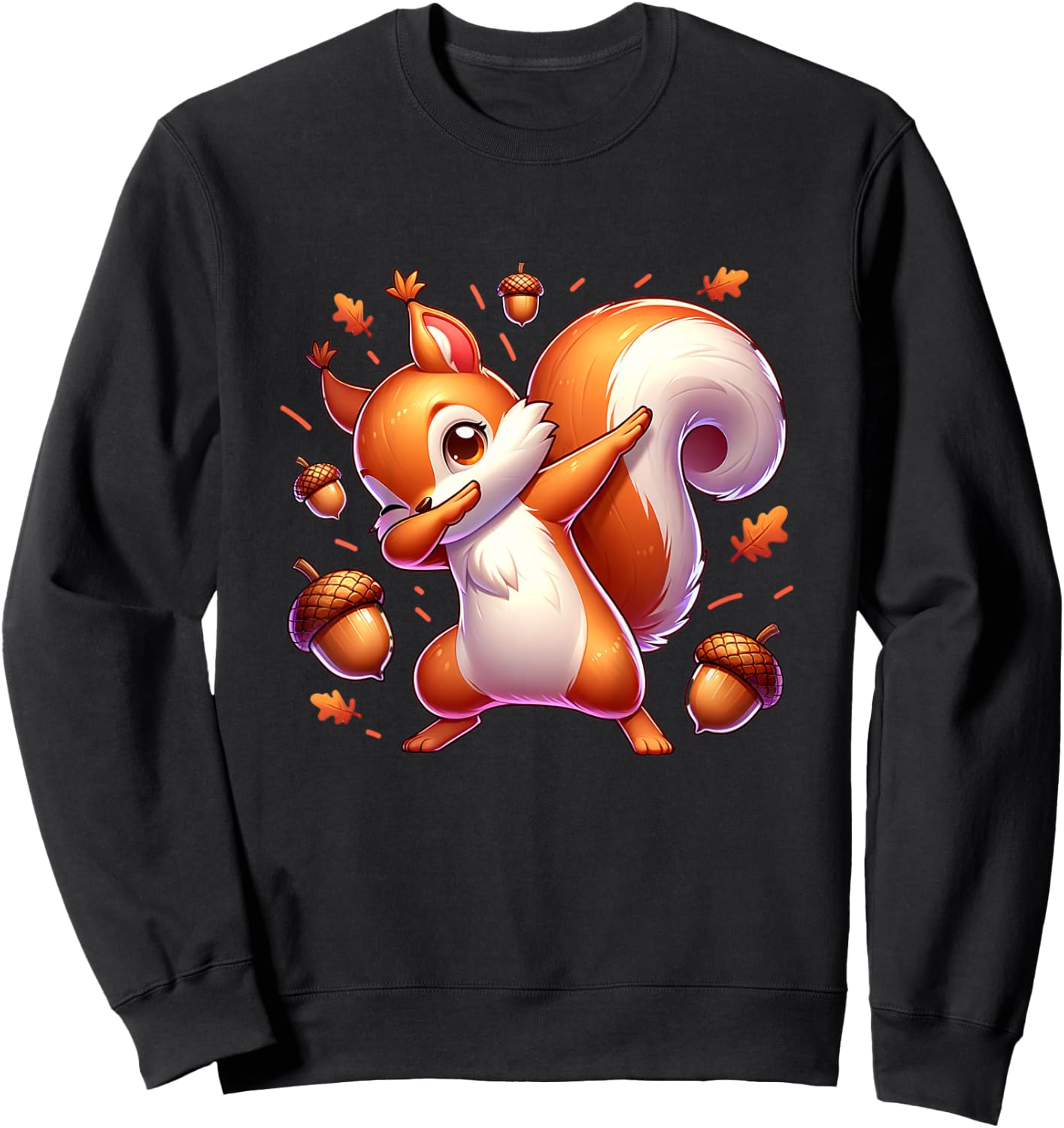 Kids Dabbing Red Squirrel Dancing Cute Animal Lover Girls Graphic Sweatshirt - Sweatshirt | Black