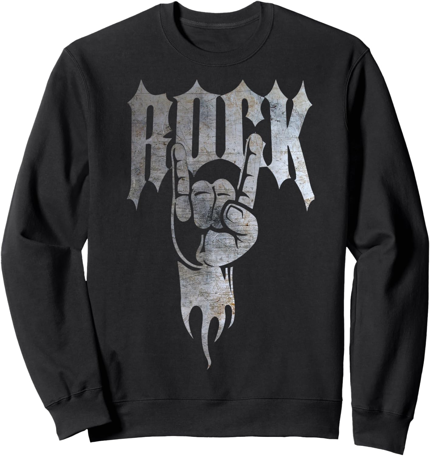 Distressed Metal 80's Rocker Sweatshirt - Sweatshirt | Black