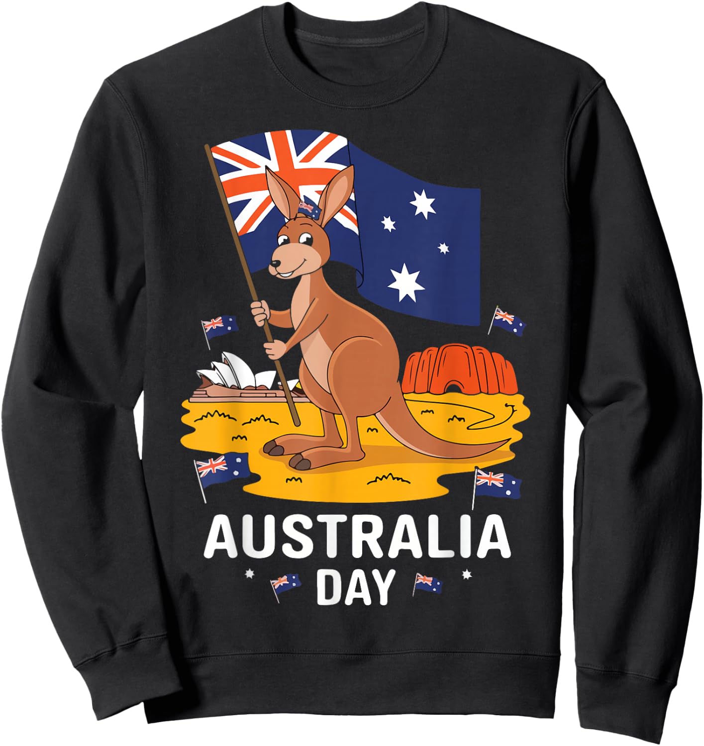 Australia Day Sydney Patriotic Kangaroo , Black, S Sweatshirt - Sweatshirt | Black