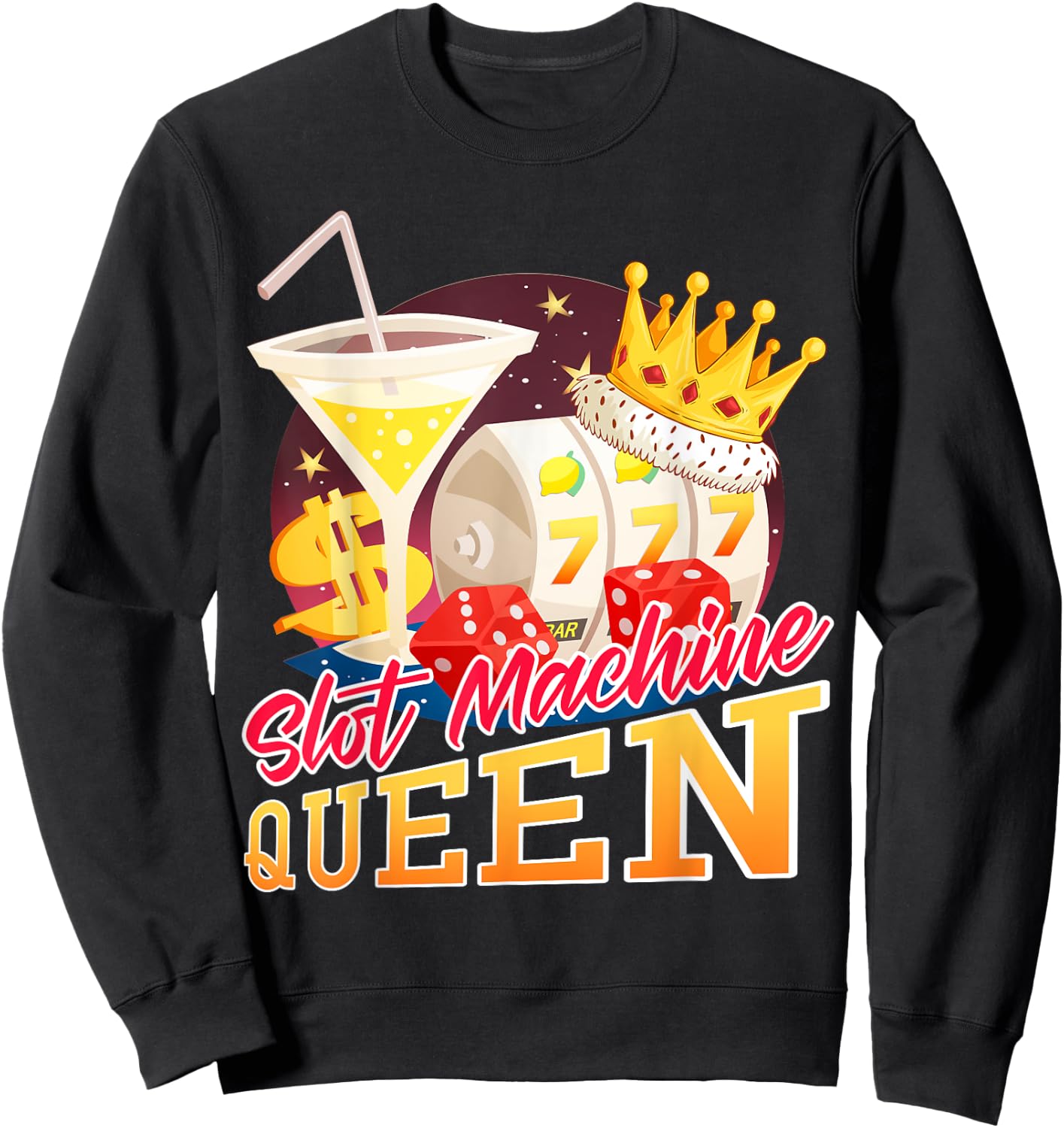 Slot Machine Queen Slot Machine Sweatshirt - Sweatshirt | Black