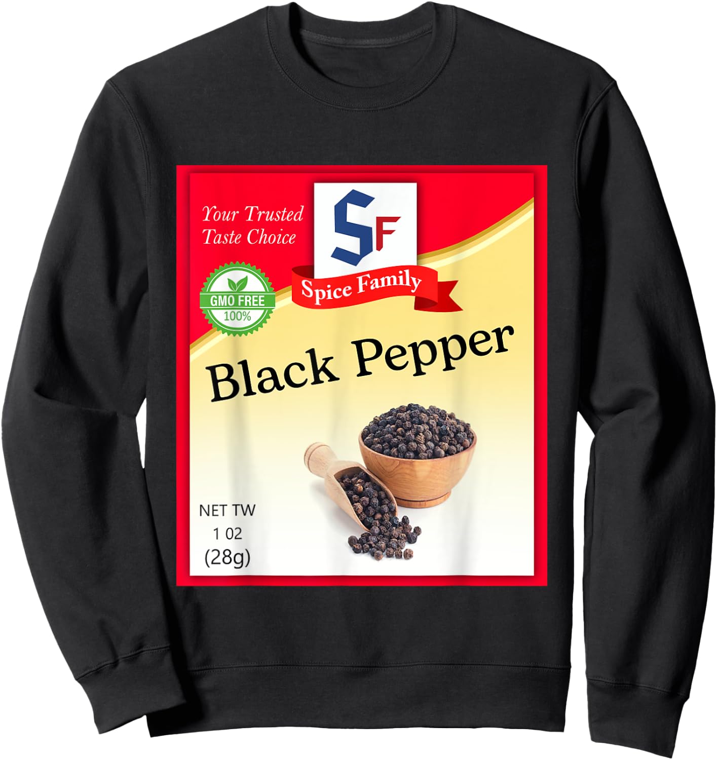 Black Pepper Condiment Costume Holiday Spice Group Costumes Sweatshirt - Sweatshirt | Black