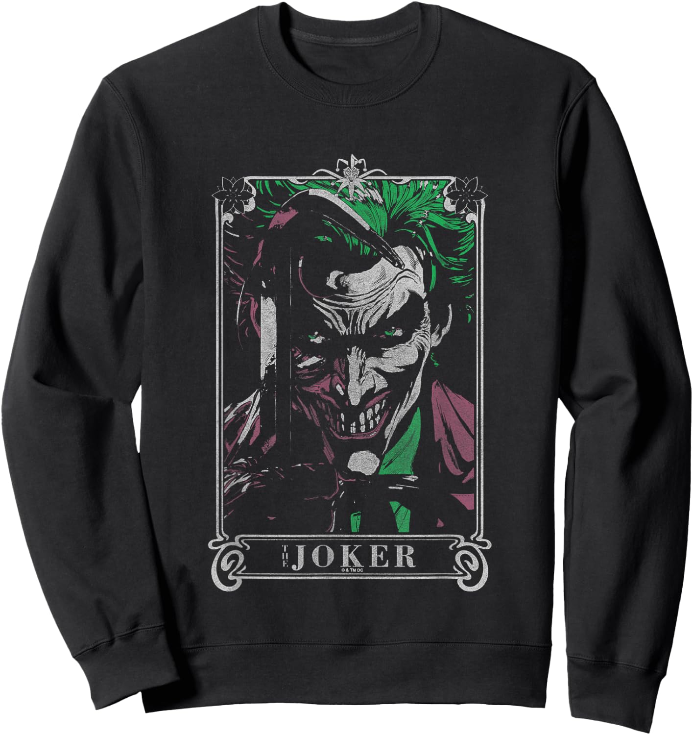 DC Comics Batman The Joker Tarot Card Vintage Portrait Sweatshirt - Sweatshirt | Black
