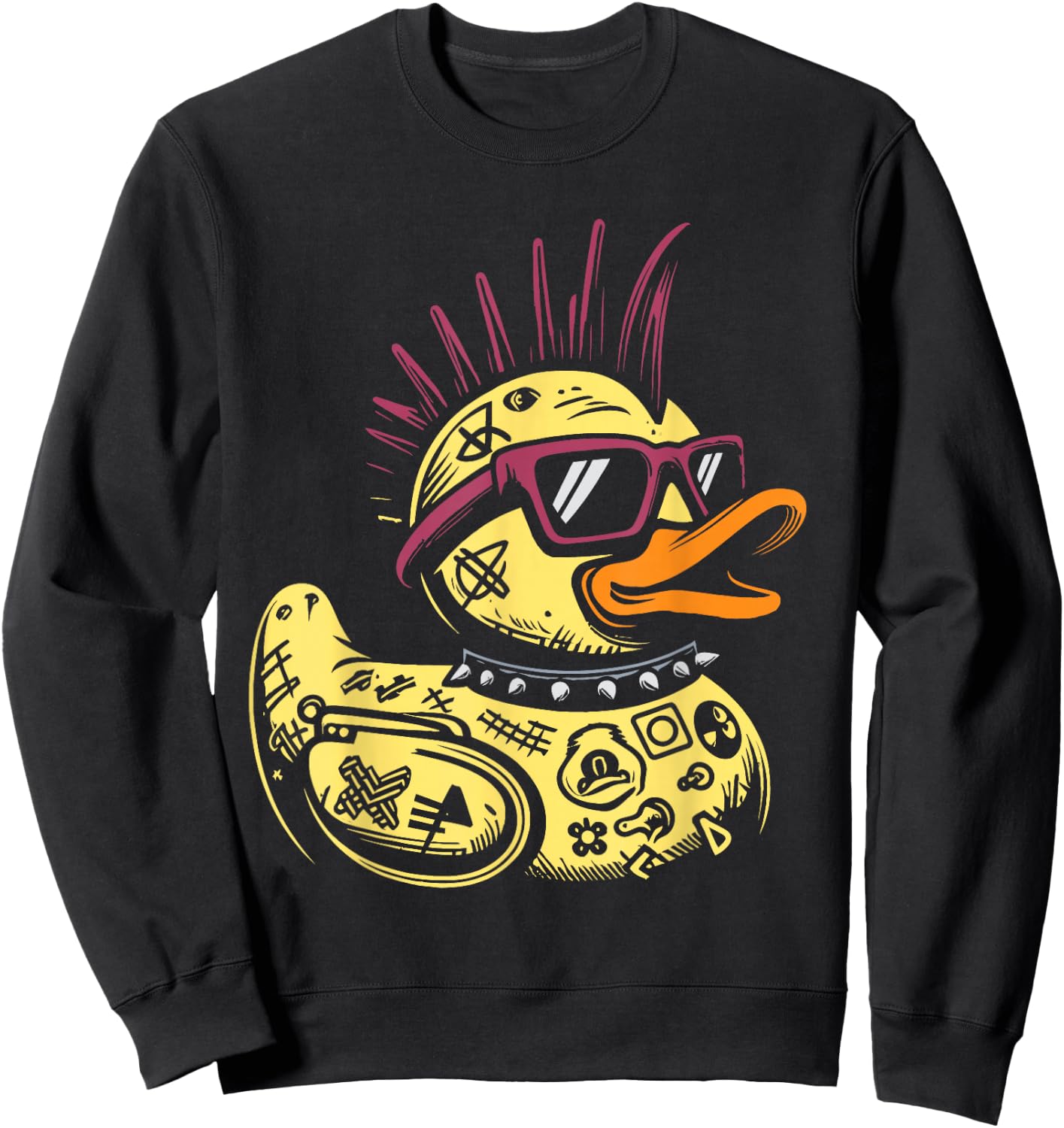 Funny Punk Rock Duck Rocker Duckling Adult Duck Fans Punk Rocker Black S Short Sleeve T Shirt Sweatshirt - Sweatshirt | Black