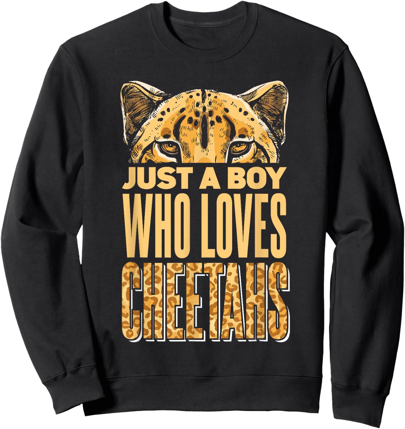 Wildlife Leopard Cheetah Boys Sweatshirt - Sweatshirt | Black