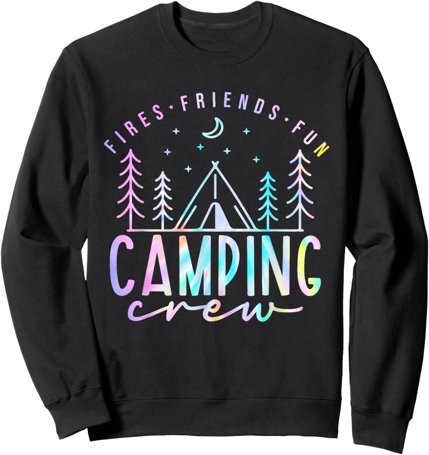 Fires Friends Fun Camping Crew Tie Dye Campfire Group Squad Sweatshirt - Sweatshirt | Black