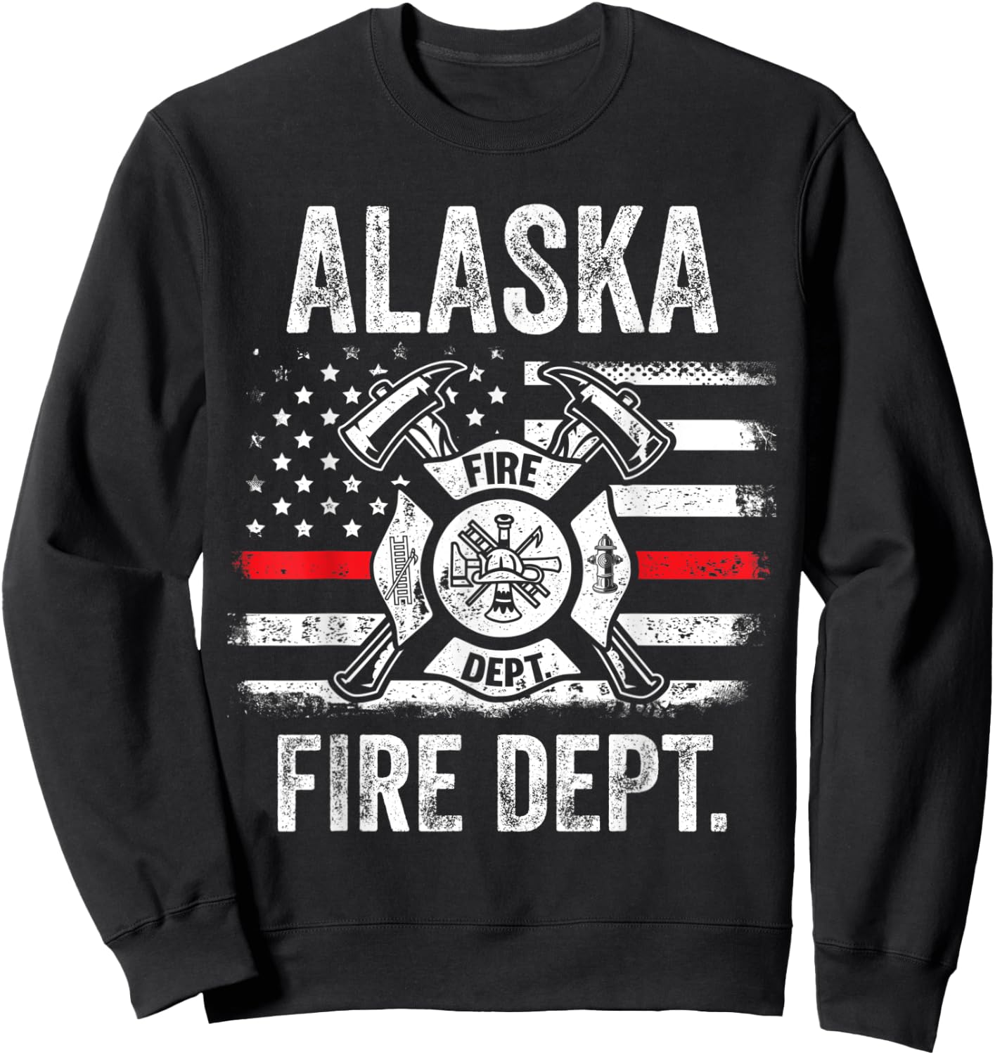 Alaska Fire Department Thin Red Line Fireman Sweatshirt - Sweatshirt | Black