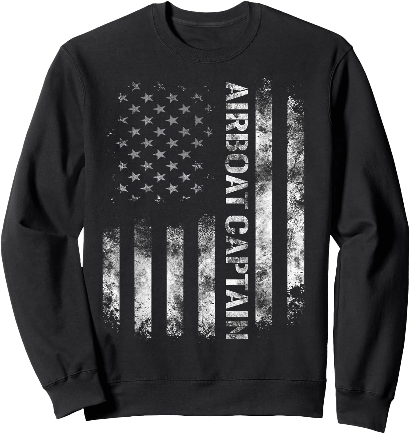 Airboat Captain | USA Patriotic American Flag Sweatshirt - Sweatshirt | Black