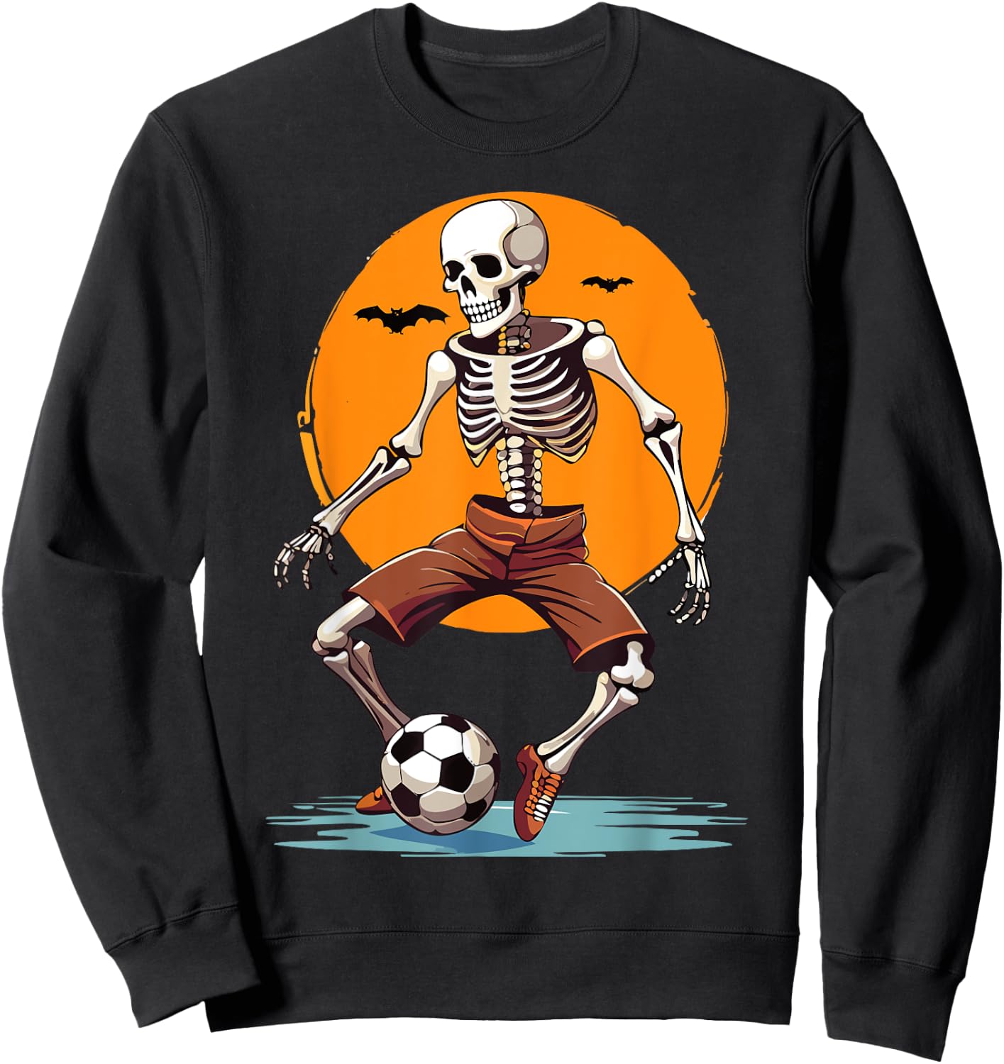 Spooky Skeleton Playing Soccer, Halloween Costume Boys Girls Sweatshirt - Sweatshirt | Black