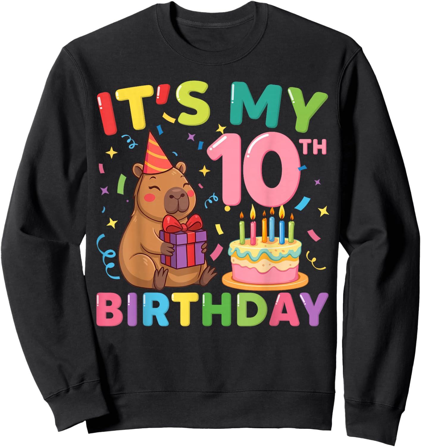 Es ist Mein 10. Geburtstag Capybara, 10 Jahre, Junge, Mädchen, Cappy Sweatshirt - Sweatshirt | Black