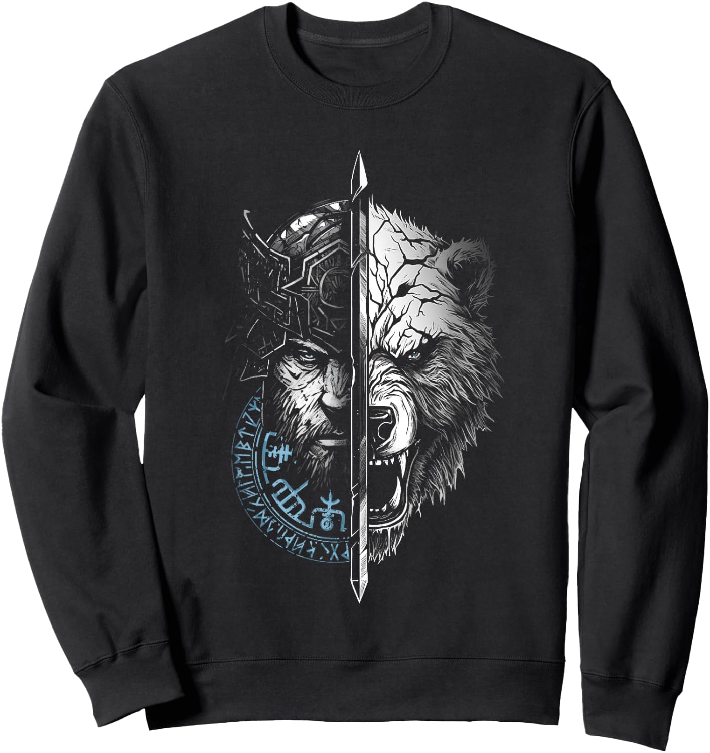 Berserker Bear Warrior Odin Runes Nordic Compass Viking Sweatshirt - Sweatshirt | Black