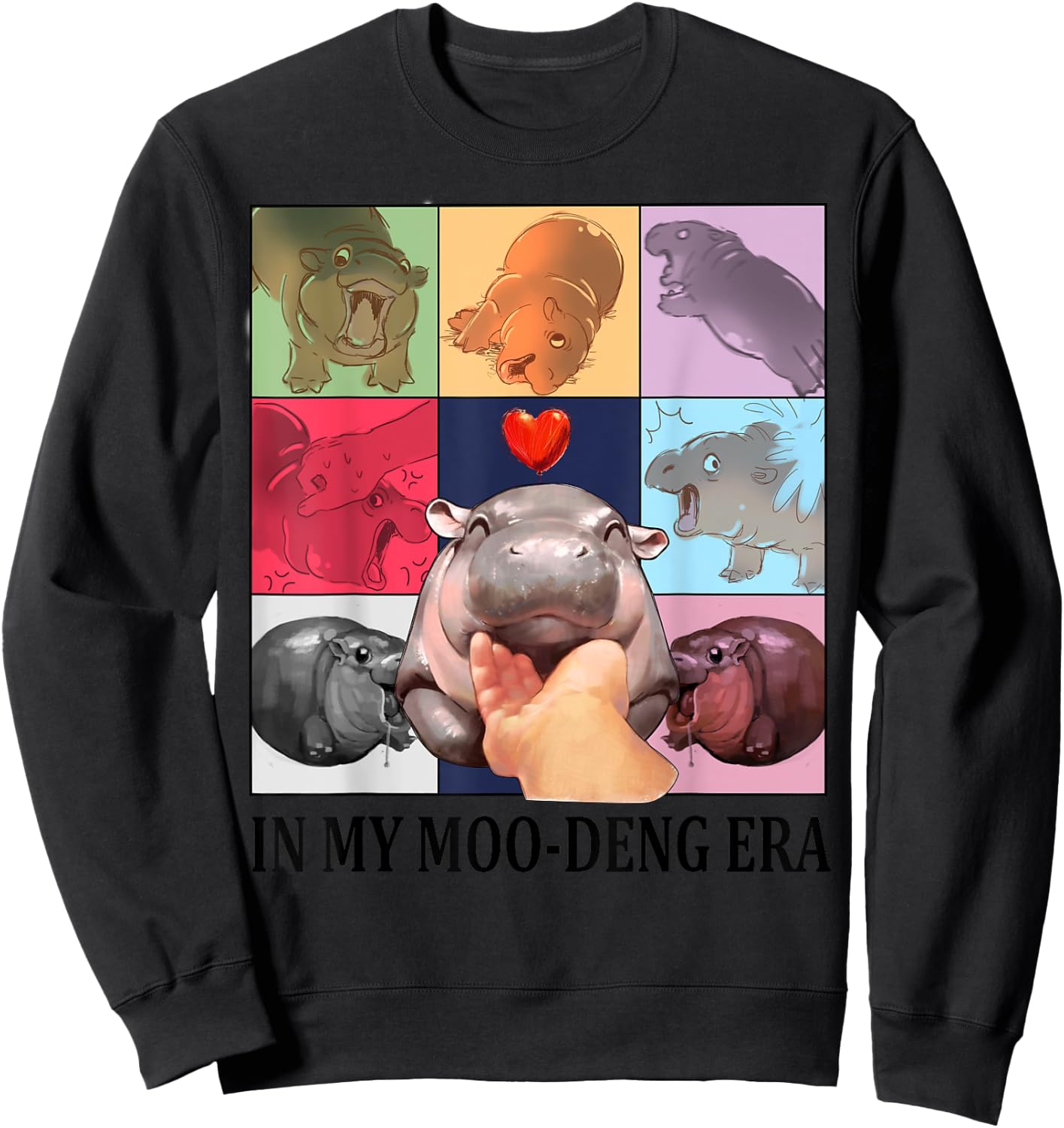 IN MY MOO-DENG ERA - Funny MOO-DENG Hippo Child Sweatshirt - Sweatshirt | Black