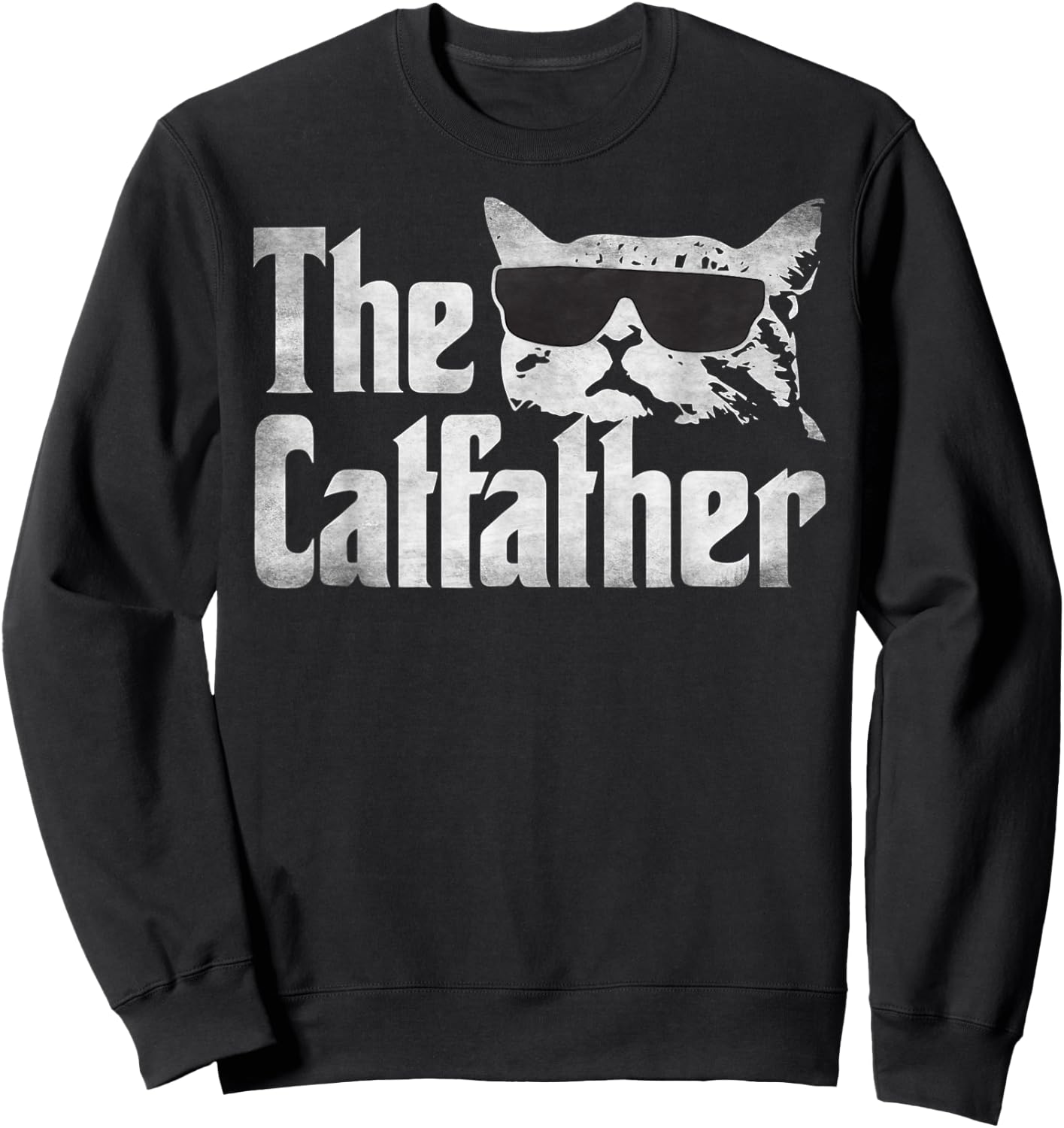 Men's The Catfather Funny Cat Dad Father's Day Vintage Father's Day , black Sweatshirt - Sweatshirt | Black