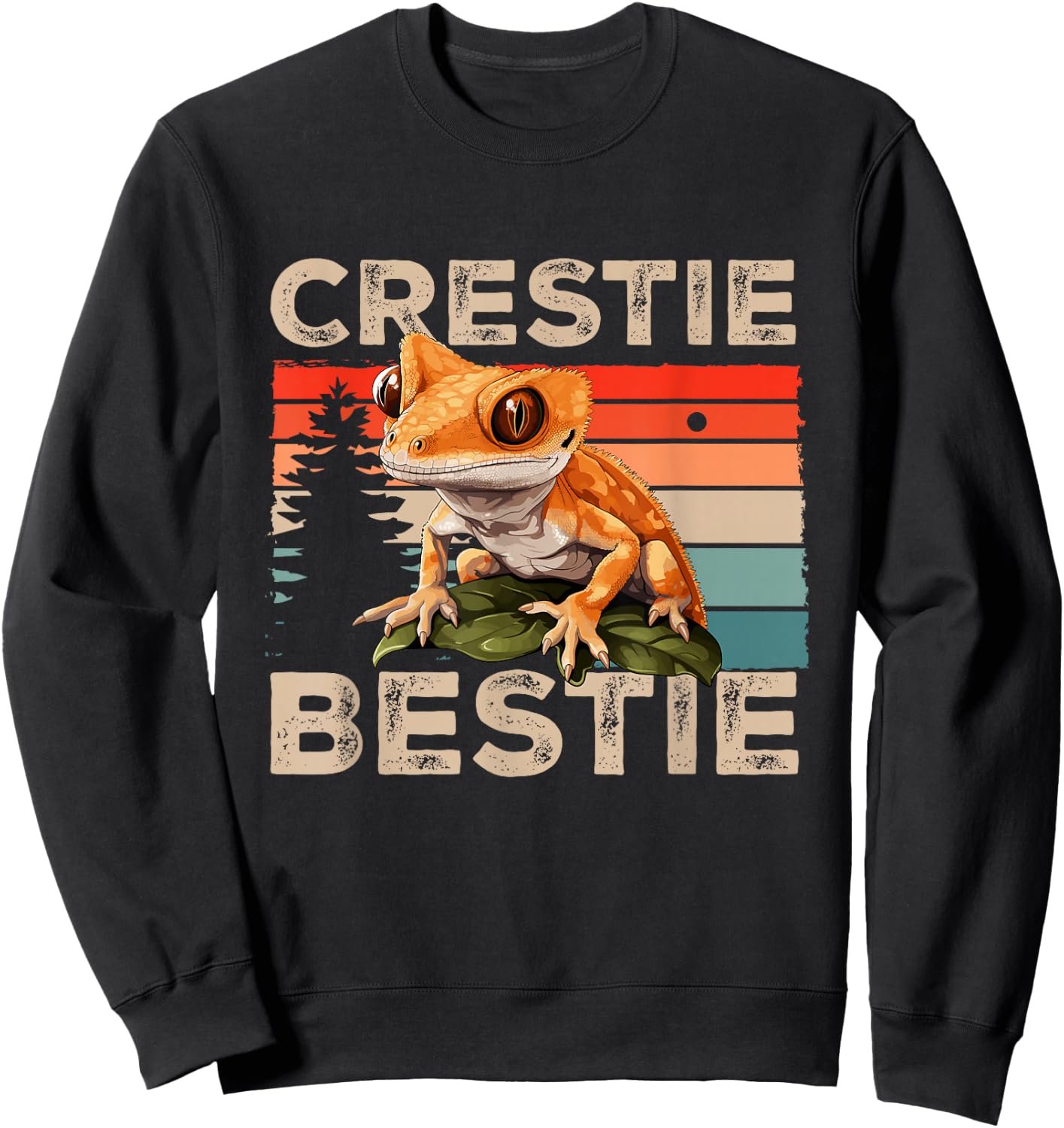 Crested Gecko Reptile - Crestie Bestie Sweatshirt - Sweatshirt | Black