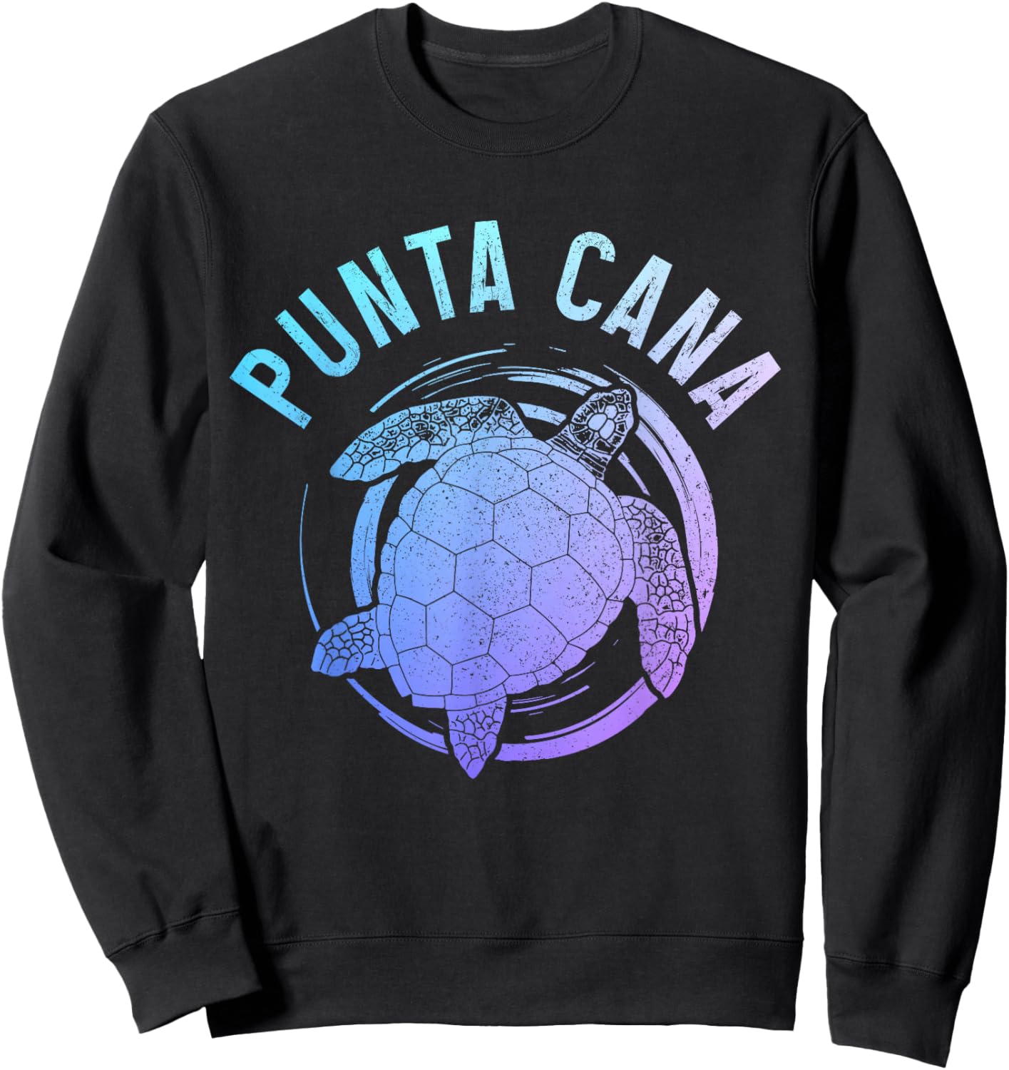 Punta Cana Dominican Republic Sea Turtle Souvenir Vintage Sweatshirt - Sweatshirt | Black