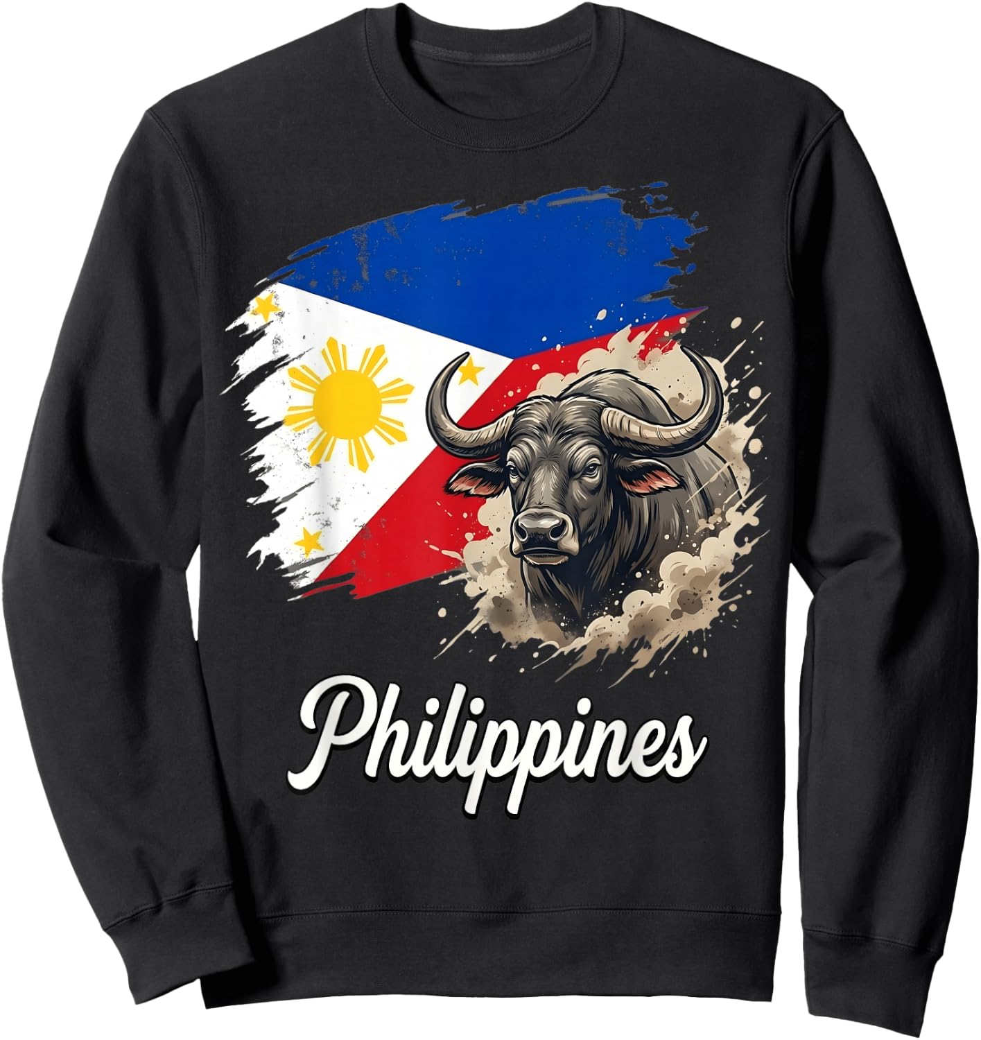 Philippines Flag Carabao Filipino Pride Design Sweatshirt - Sweatshirt | Black