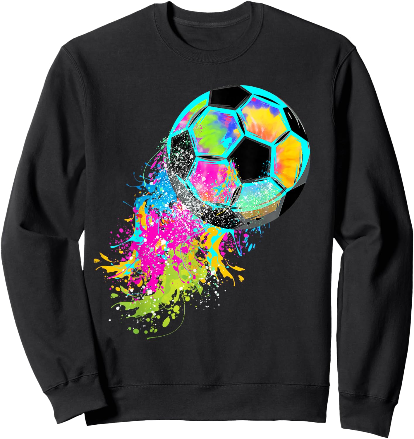 Colorful Tie Dye Soccer Ball Sweatshirt - Sweatshirt | Black