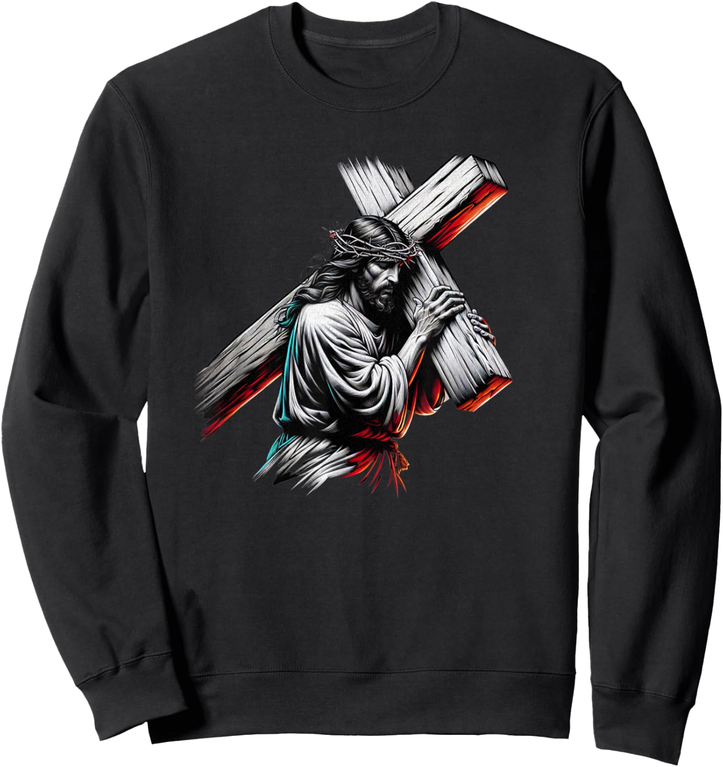 Jesus Christ Funny Crown of Thorns Crucified Saviour Sweatshirt - Sweatshirt | Black