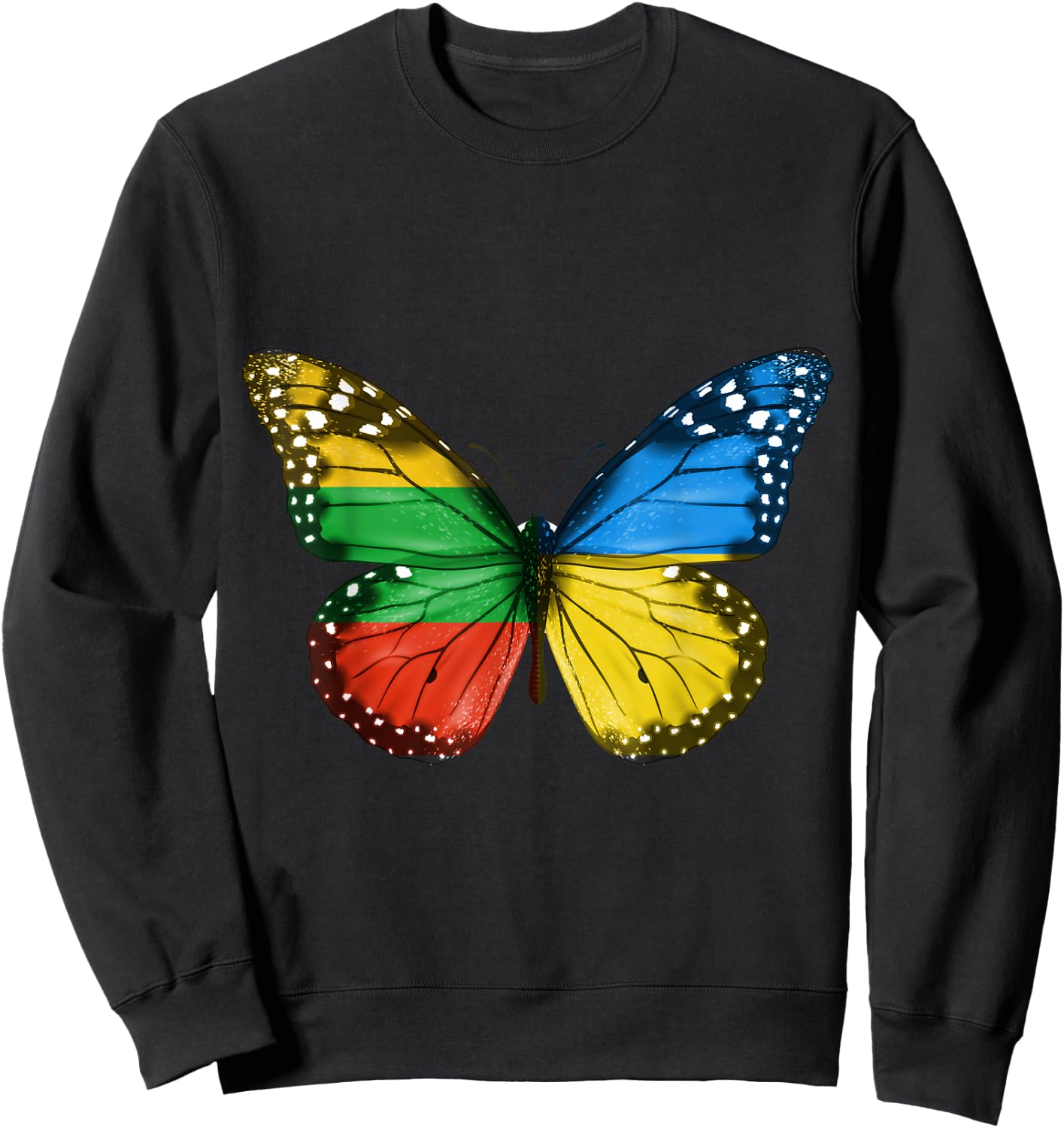 Lithuanian Ukrainian Flag Butterfly Lithuania Ukraine Sweatshirt - Sweatshirt | Black