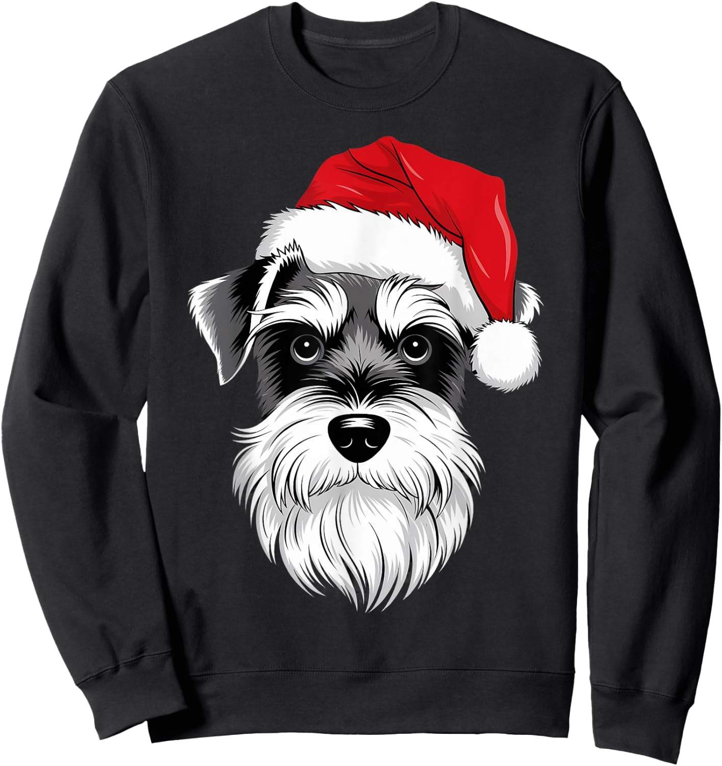 Mini Schnauzer Santa Dog on Miniature Schnauzer Christmas Sweatshirt - Sweatshirt | Black