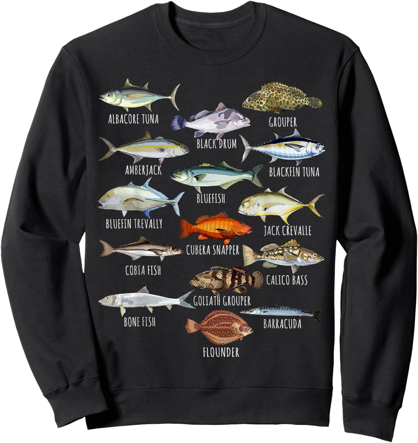 Fish Species Biology Types of Saltwater Fish Fishing Small Sweatshirt - Sweatshirt | Black