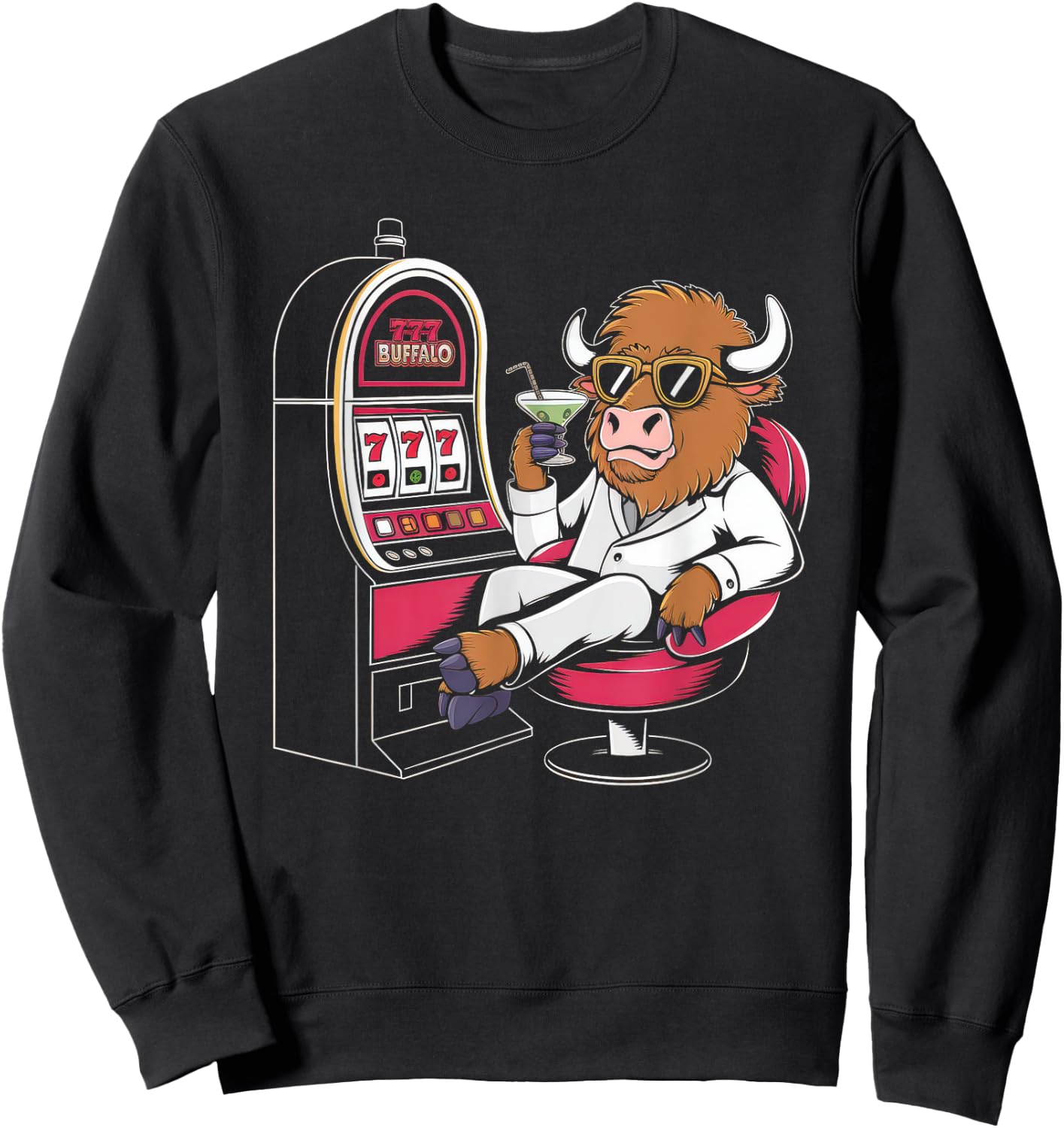 Lucky Buffalo Casino Slot Machine Gambling Gift Gambler Sweatshirt - Sweatshirt | Black