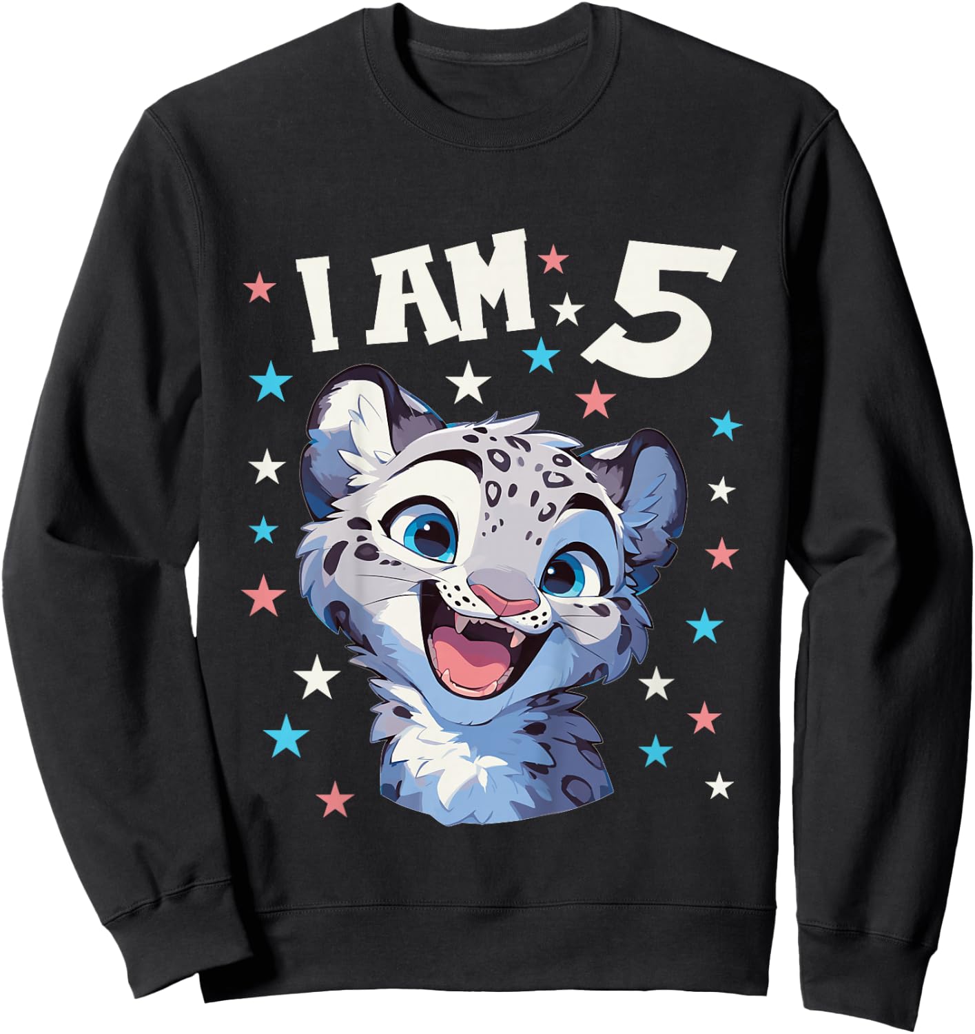 Kids 5 Years old 5 birthday Snow Leopards Boy girl Snow Leopard Sweatshirt - Sweatshirt | Black