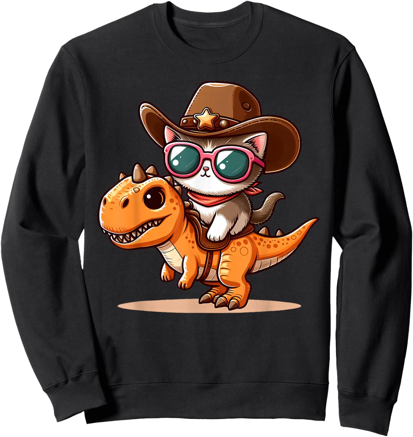 Dinosaur and Cat, T-Rex, Cat Owners Sweatshirt - Sweatshirt | Black