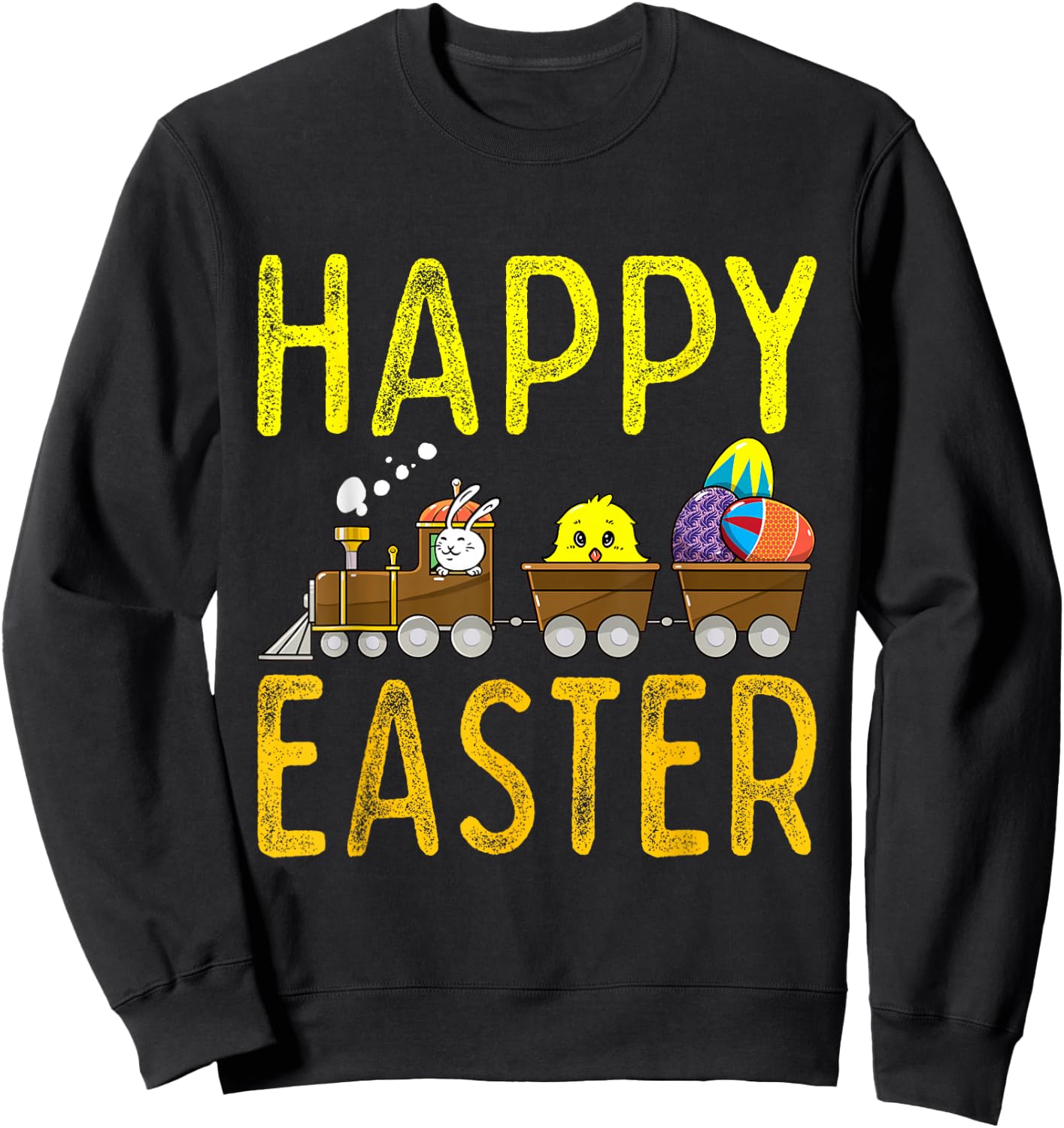 Happy Easter Train Bunny Chick Eggs Cute Boys Kids Toddlers Sweatshirt - Sweatshirt | Black