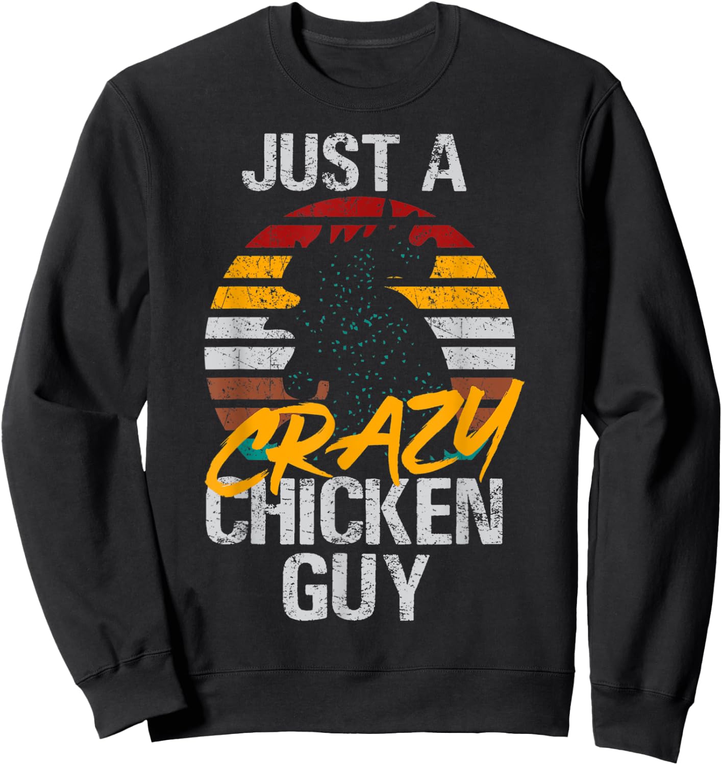 Crazy Chicken Guy Retro vintage Sweatshirt - Sweatshirt | Black
