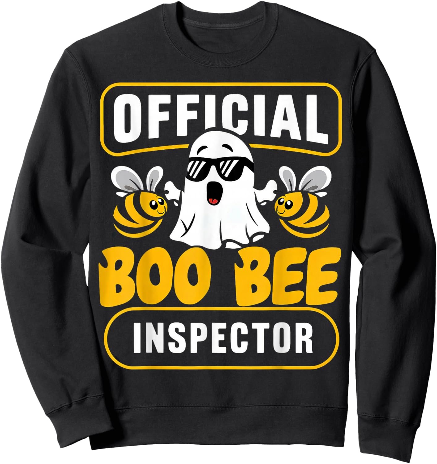 Official Boo Bee Inspector Halloween Humor Funny Ghost Sweatshirt - Sweatshirt | Black