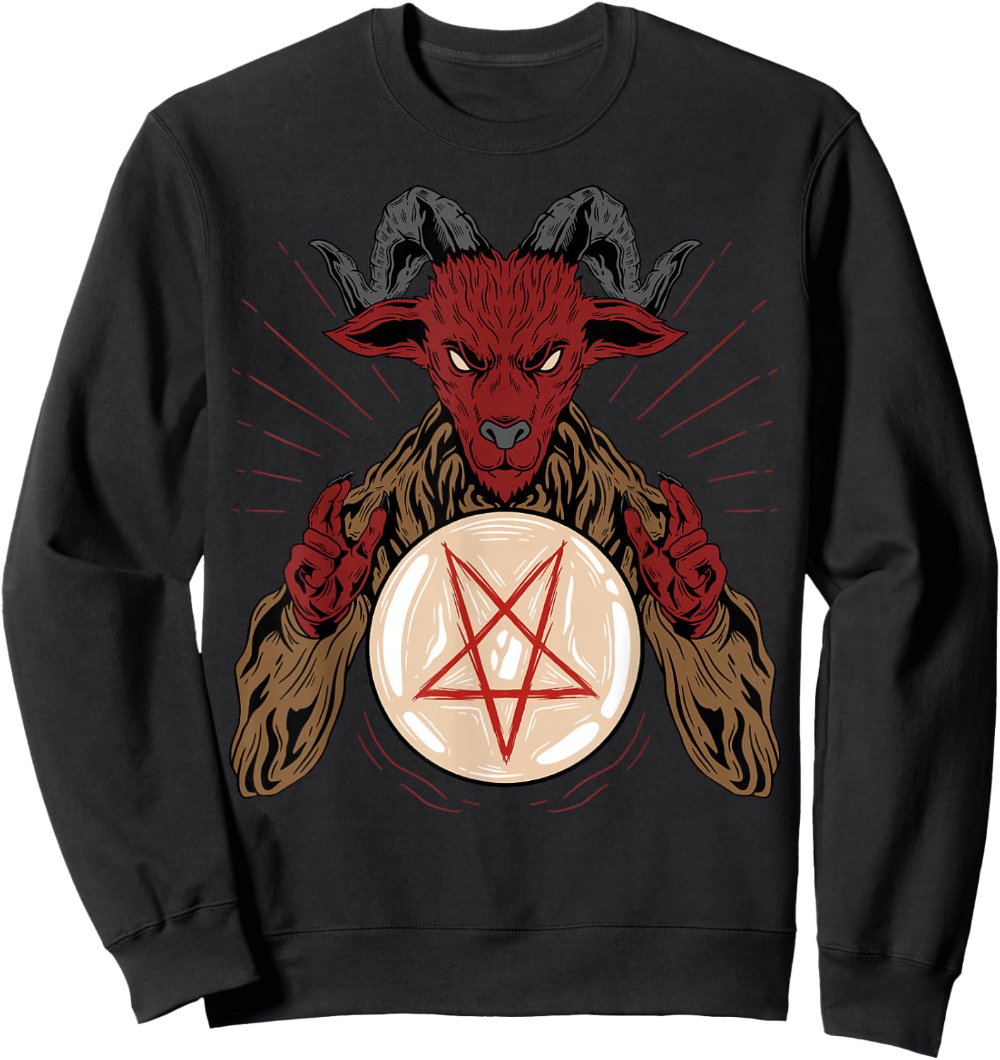 Lucifer Sigil Pentagram Occult Satanic Baphomet Sweatshirt - Sweatshirt | Black