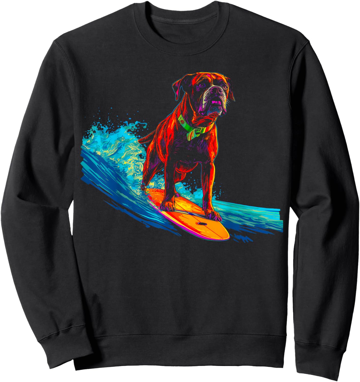 Boxer Dog Surf Sweatshirt - Sweatshirt | Black