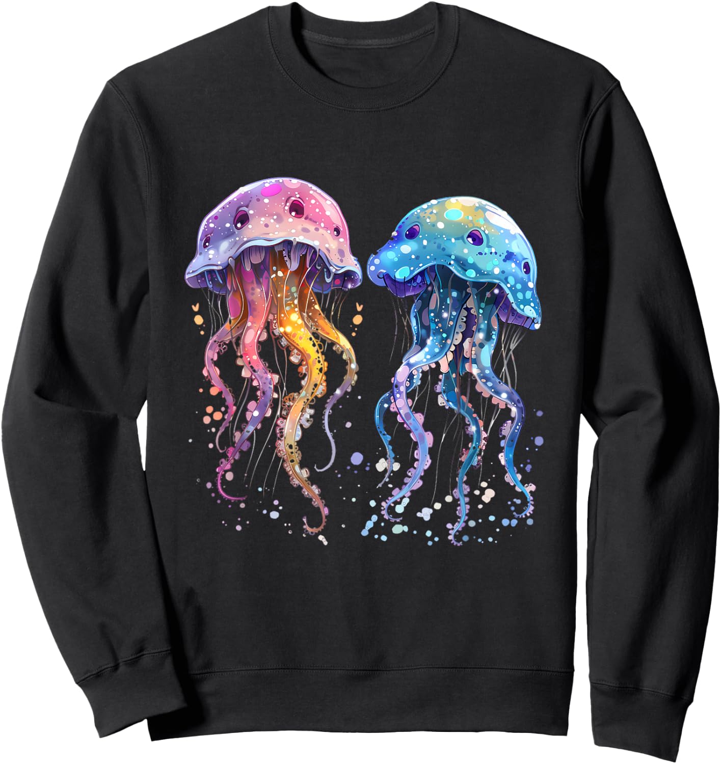 Jellyfish Marine Mammal Artwork Sea Ocean Jellyfish Motif Sweatshirt - Sweatshirt | Black