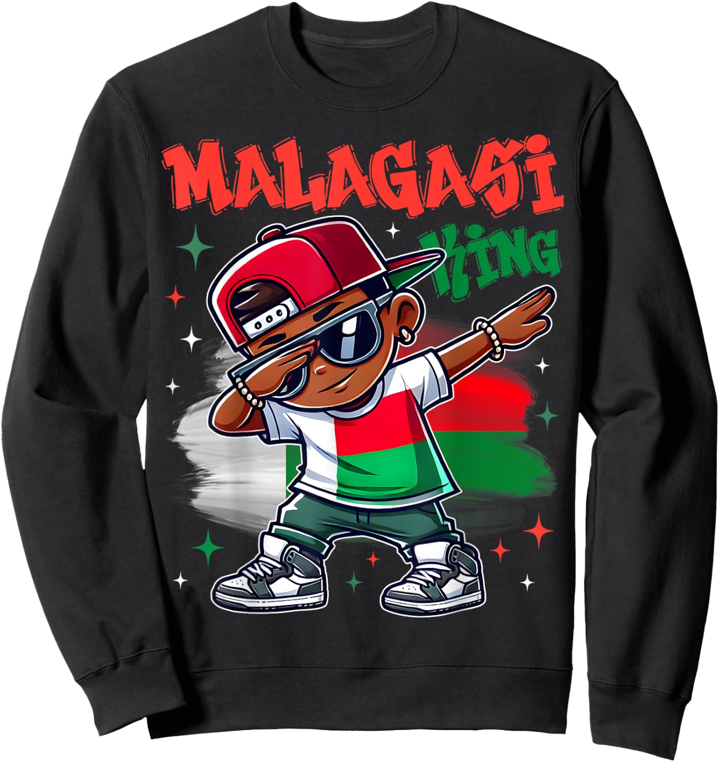 Malagasi King Flag Dabbing of Madagascar Pride for Kids Sweatshirt - Sweatshirt | Black
