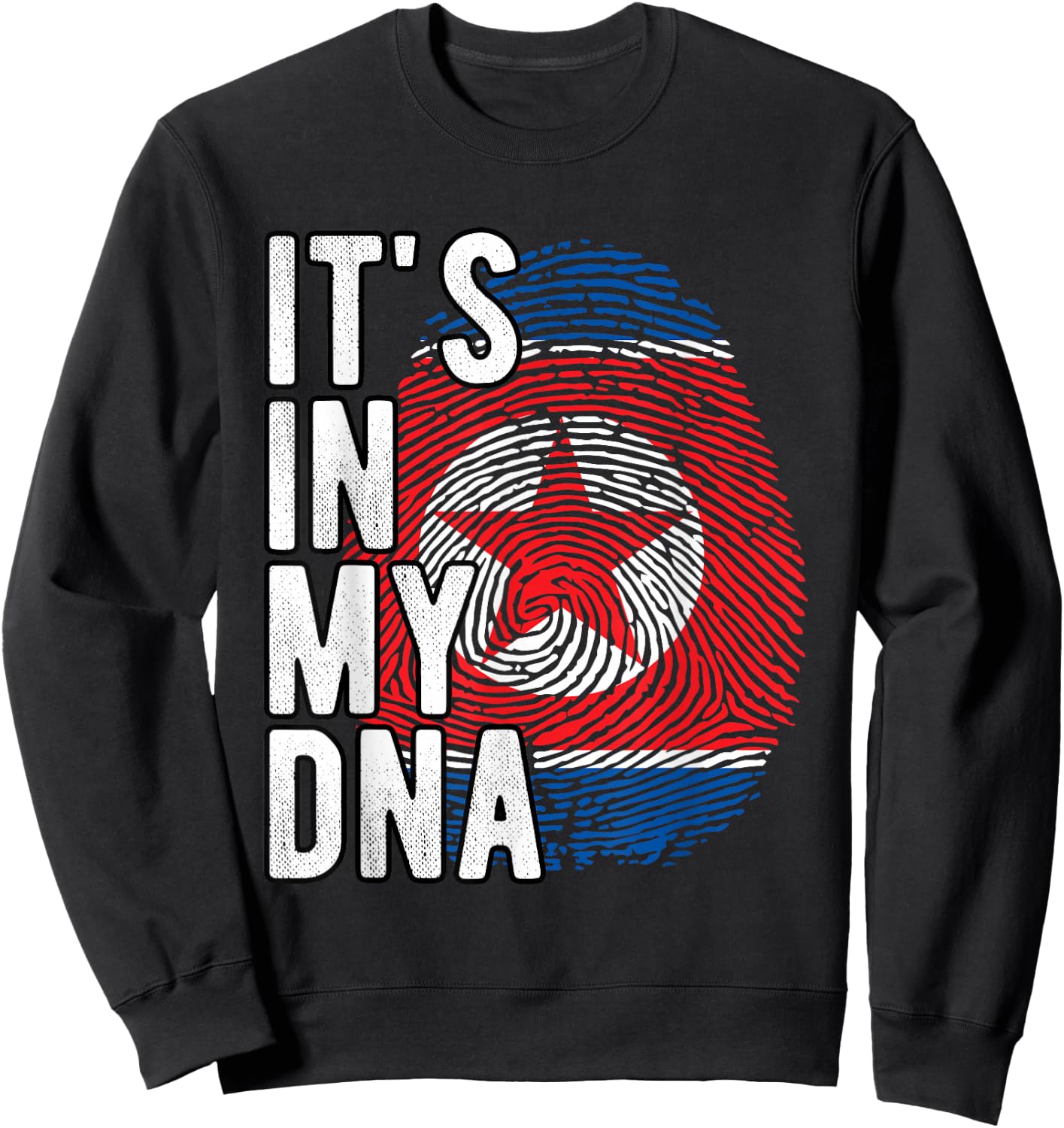 Funny it's in my DNA North Korea Flag Fingerprint , Black, S Sweatshirt - Sweatshirt | Black