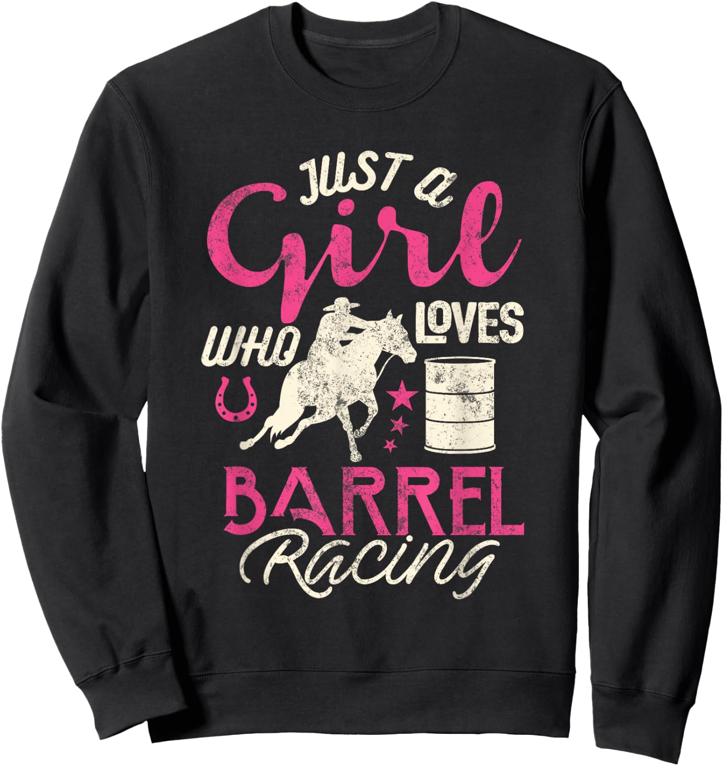 Barrel Racer Girl Shirt Just Girl Loves Barrel Racing Kids Sweatshirt - Sweatshirt | Black