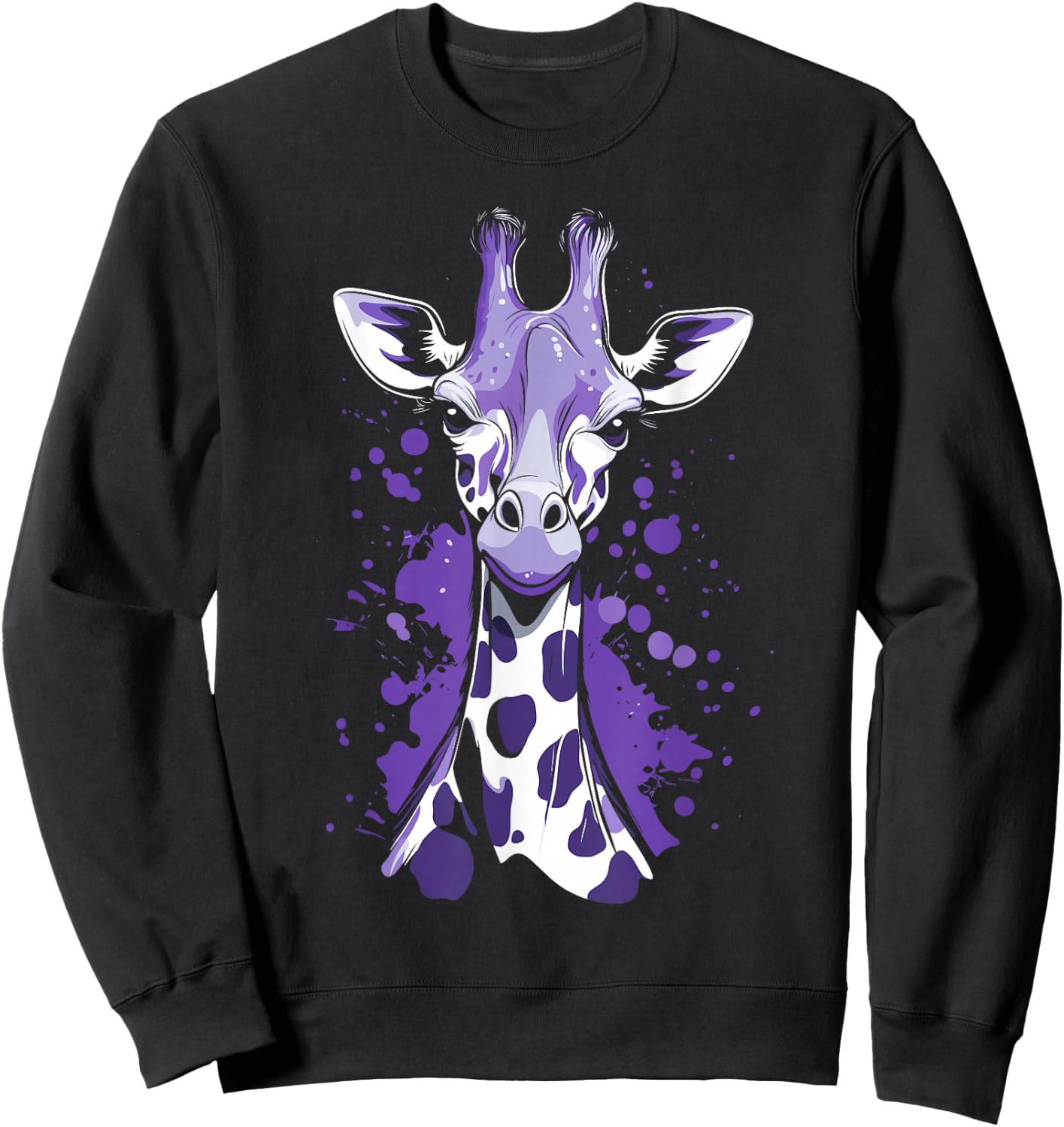 Giraffe with Purple Spots Sweatshirt - Sweatshirt | Black